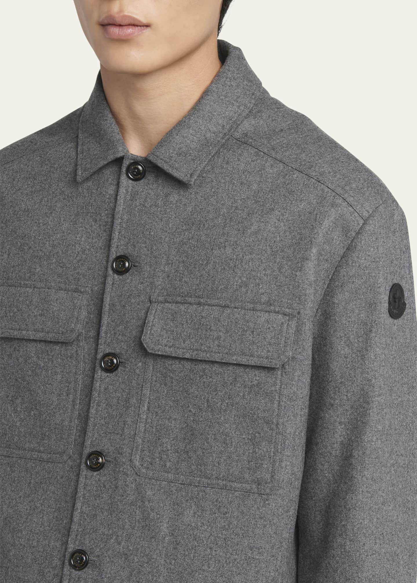Moncler Men's Cashmere Button-Front Shirt with Pockets Image 5 of 5