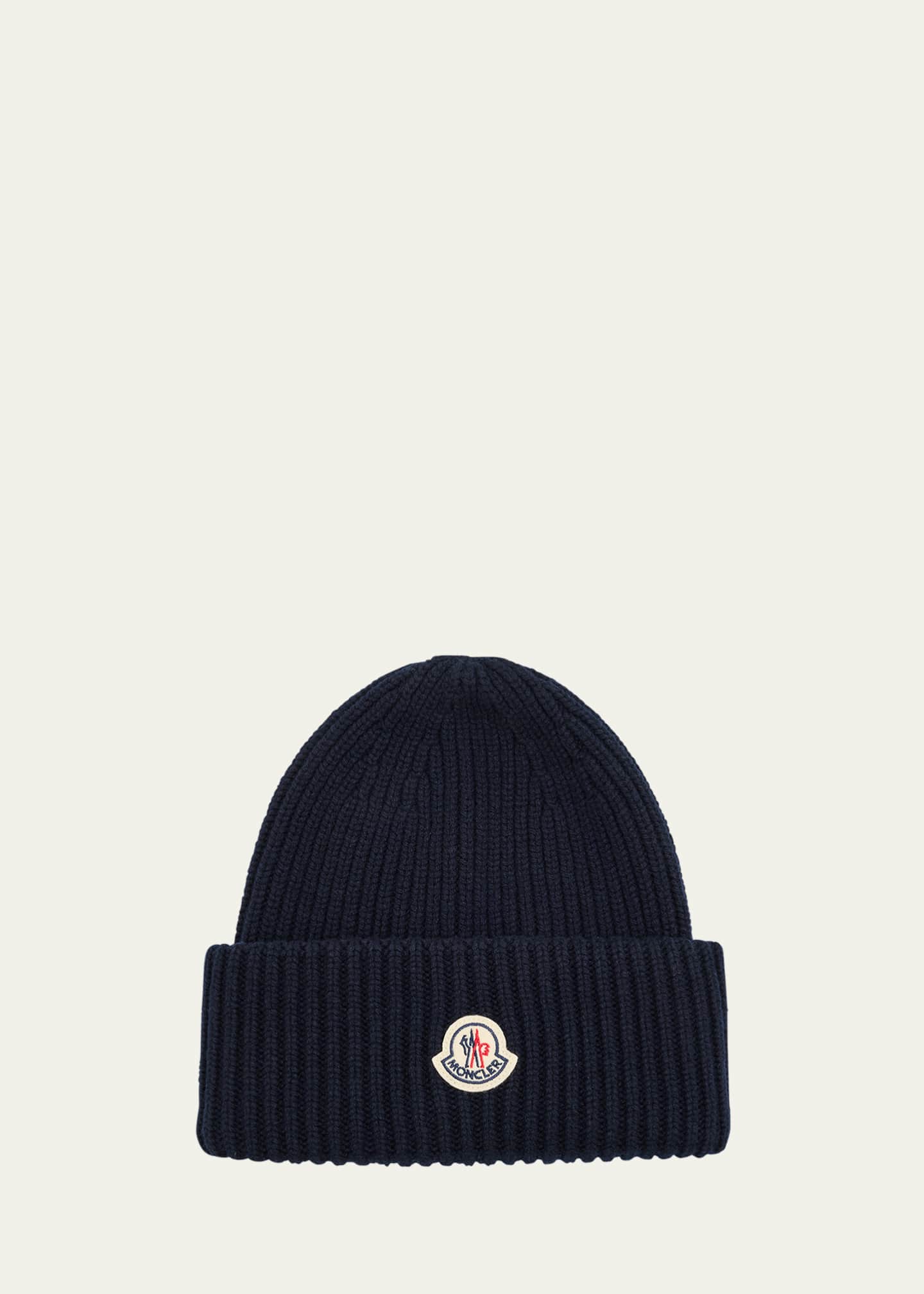 Moncler Men's Ribbed Logo Beanie