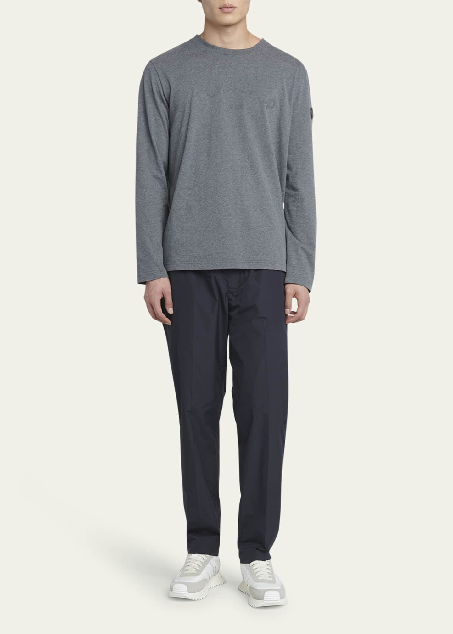 Moncler Men's Logo Long-Sleeve Jersey T-Shirt Image 2 of 5