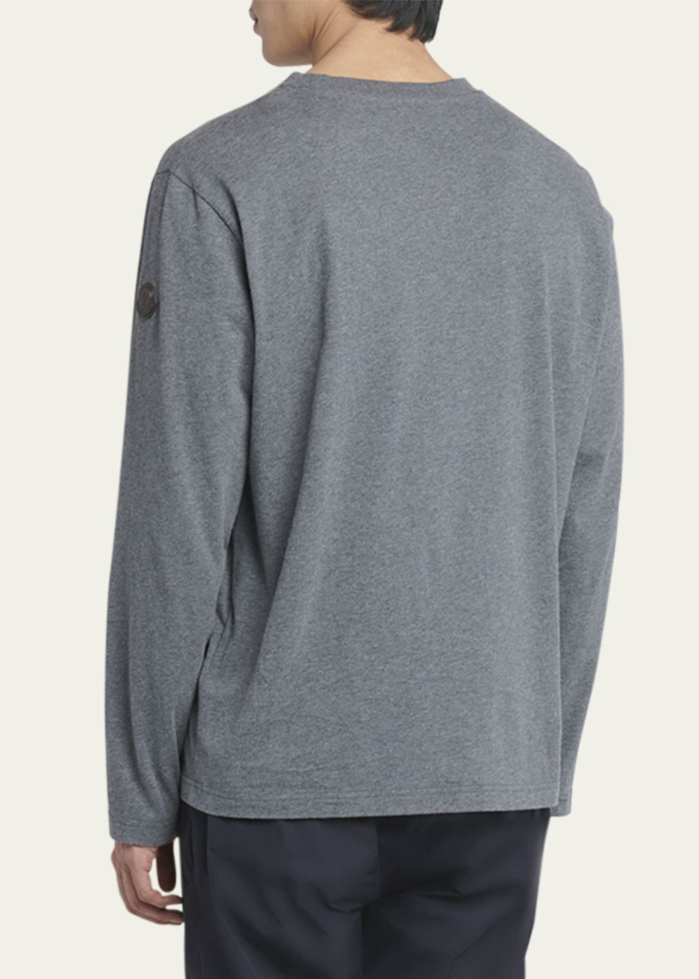 Moncler Men's Logo Long-Sleeve Jersey T-Shirt Image 3 of 5