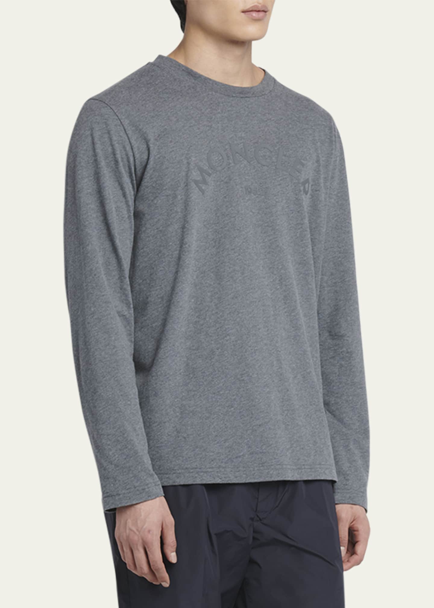 Moncler Men's Logo Long-Sleeve Jersey T-Shirt Image 4 of 5
