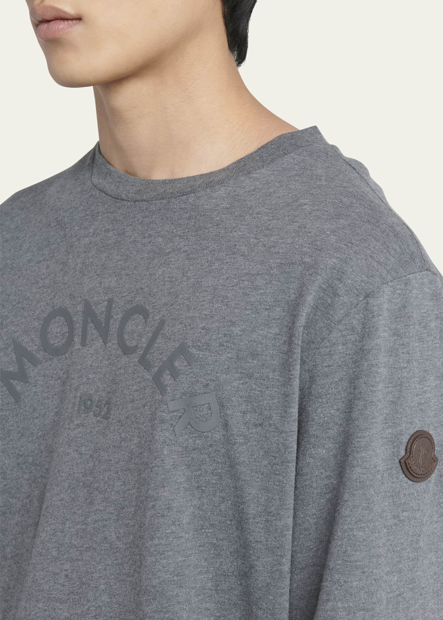 Moncler Men's Logo Long-Sleeve Jersey T-Shirt Image 5 of 5
