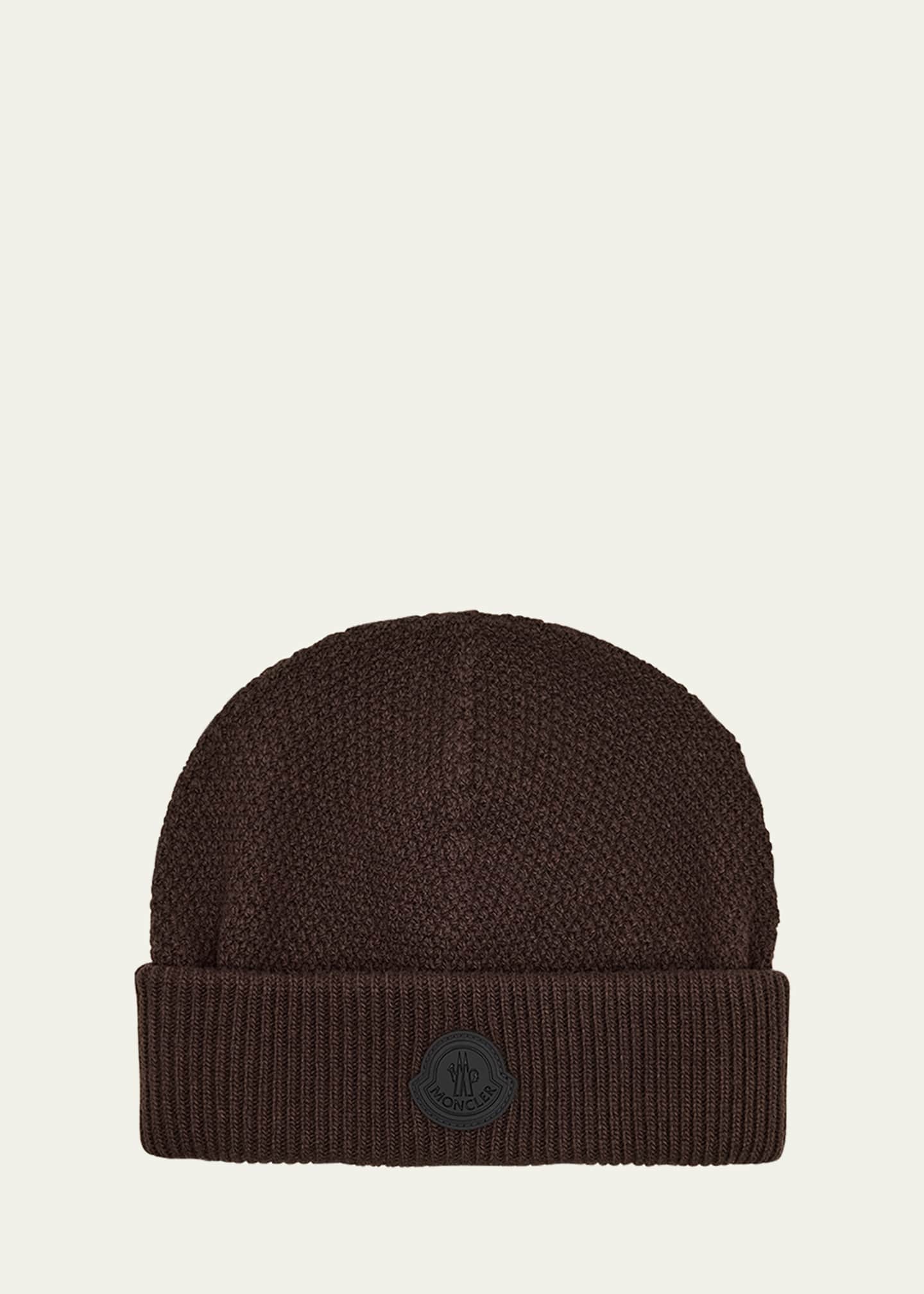 Moncler Men's Tonal Wool Logo Beanie