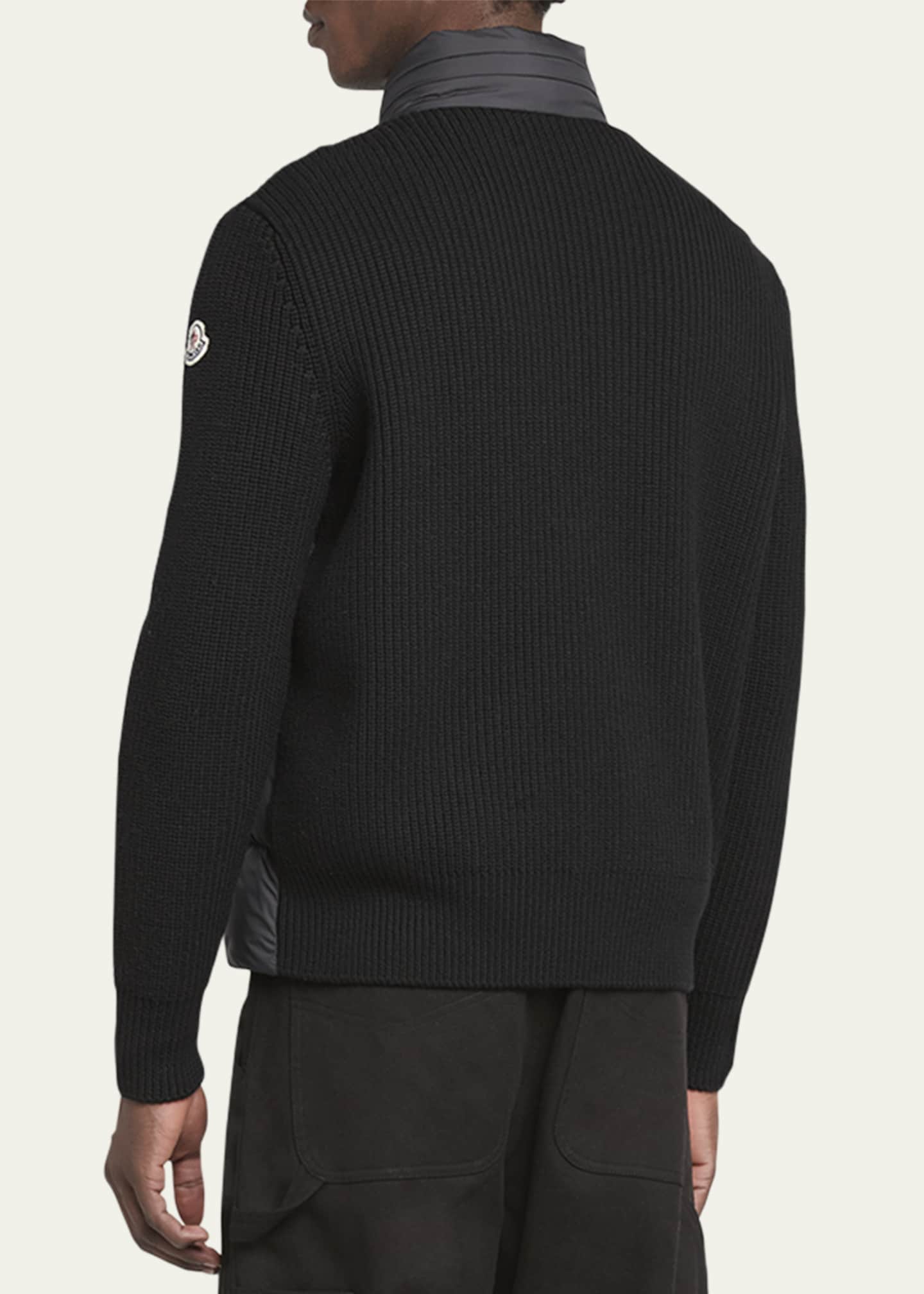 Moncler Men's Wool Knit Padded Jacket With Hood Image 3 of 5