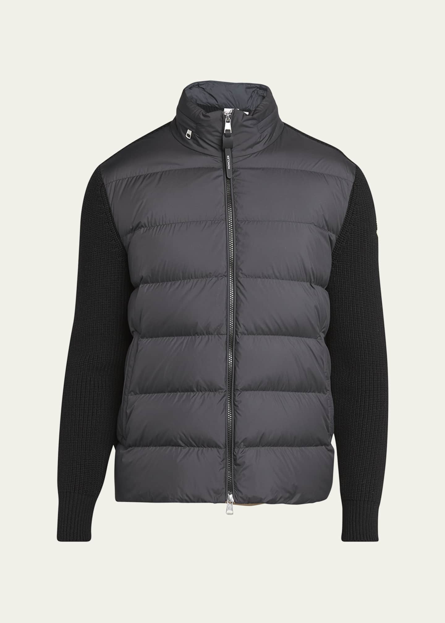 Moncler Men's Wool Knit Padded Jacket With Hood Image 1 of 5