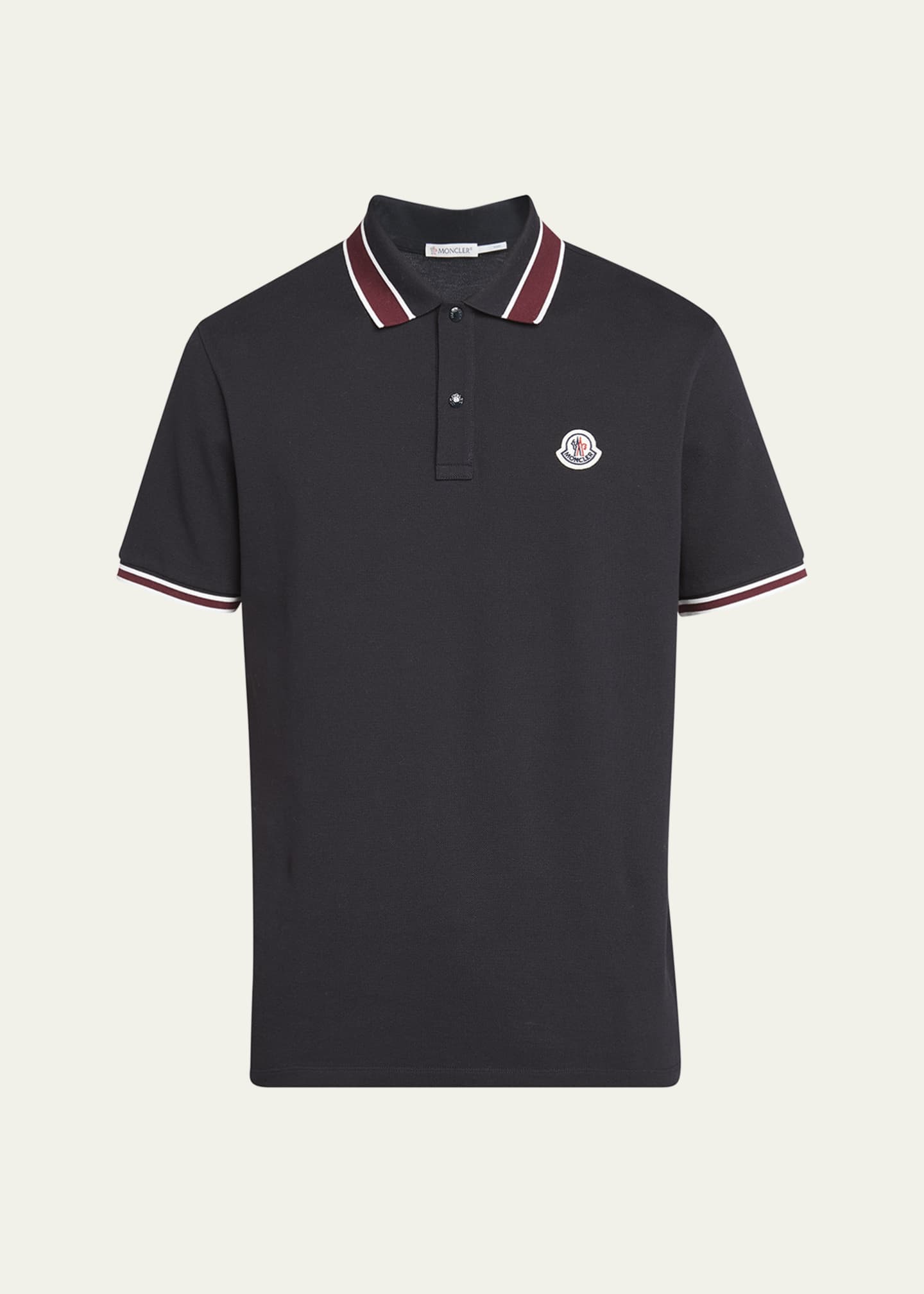 Moncler Men's Pique Stripe Polo Shirt Image 1 of 5