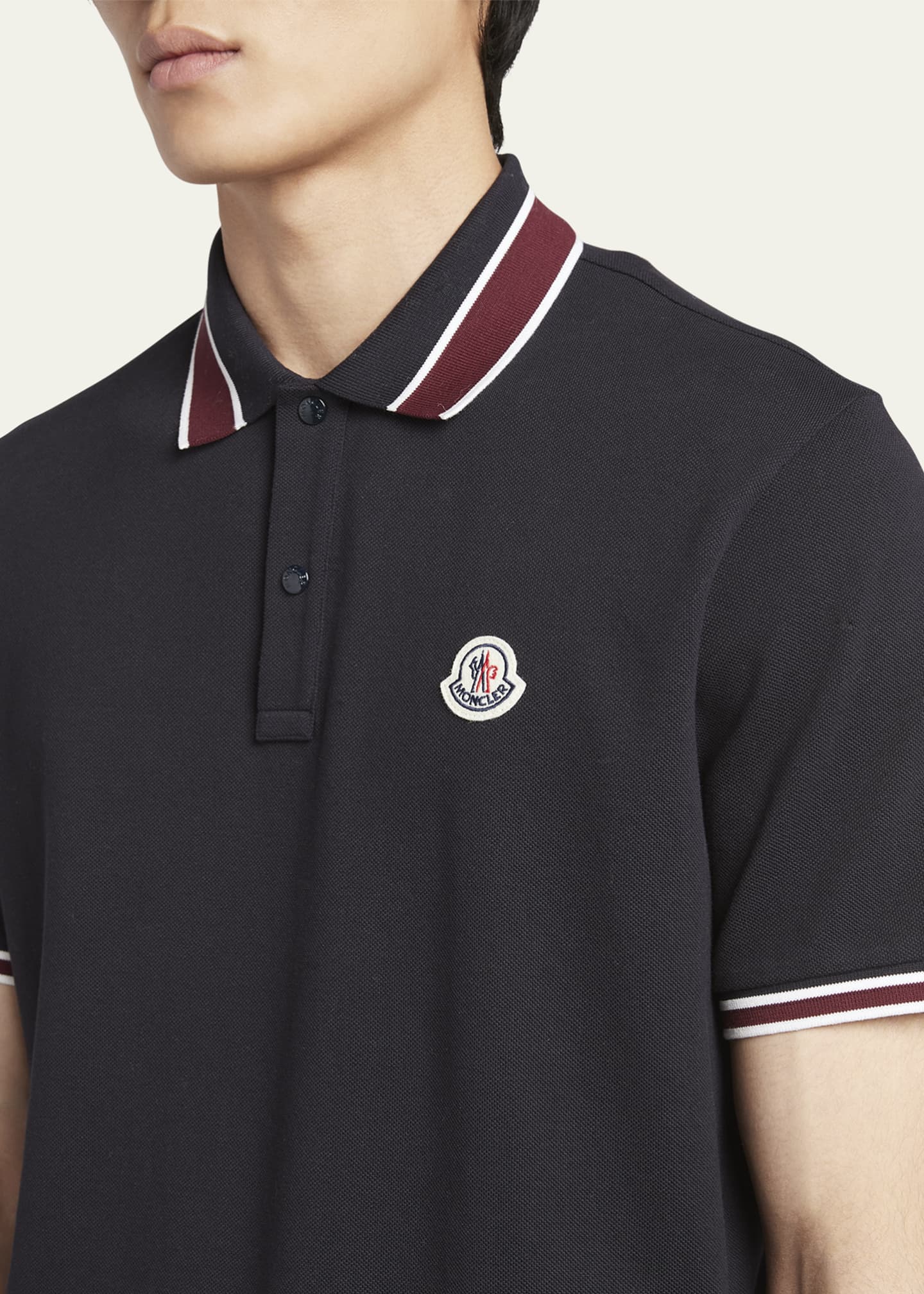 Moncler Men's Pique Stripe Polo Shirt Image 5 of 5