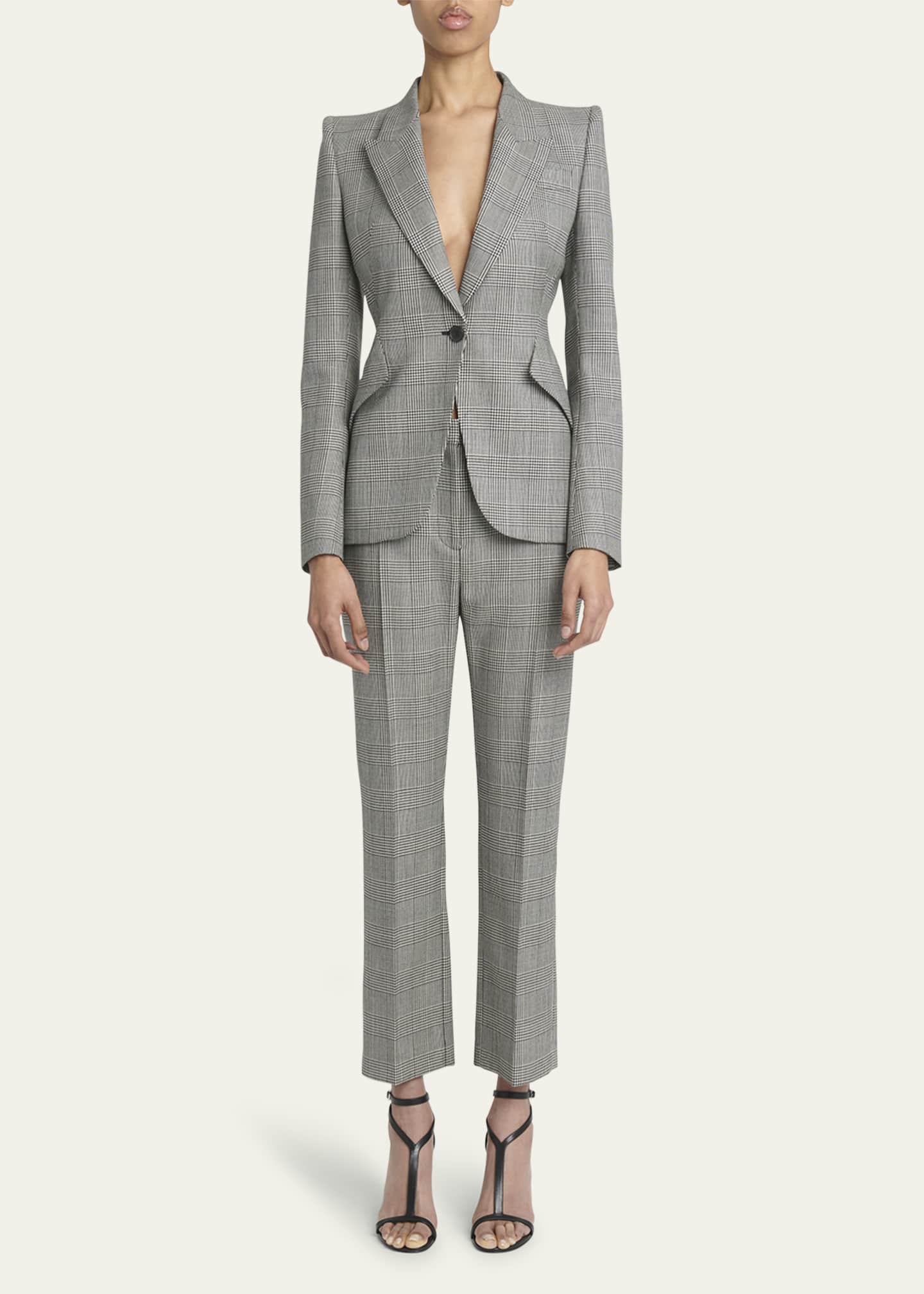 McQueen Prince of Wales Cropped Wool Trousers Image 2 of 5