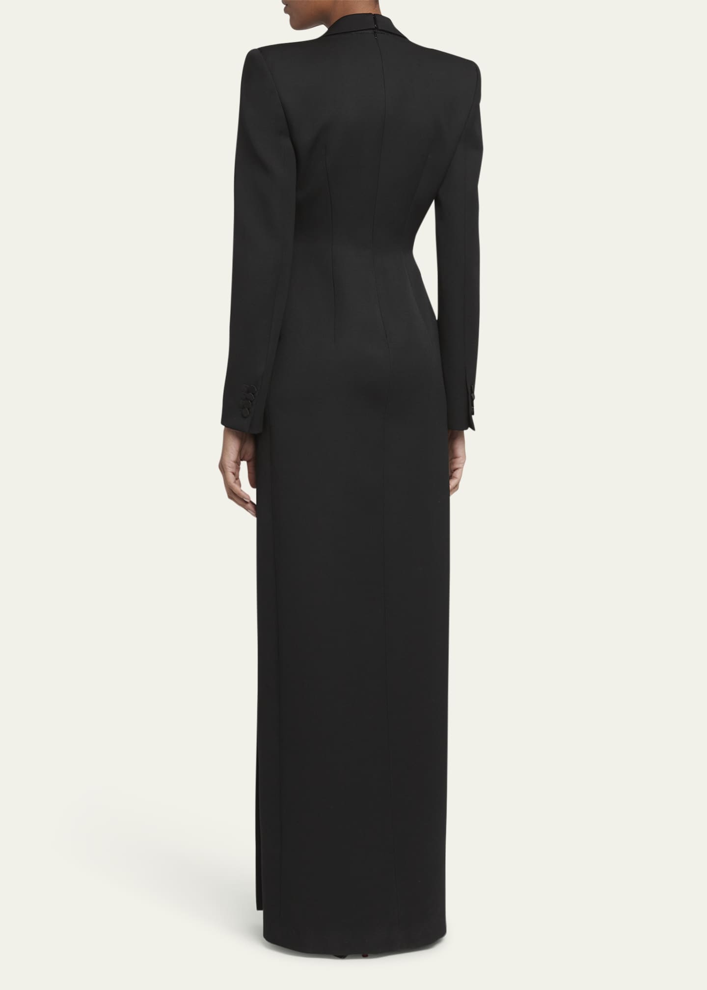 McQueen Plunging Tuxedo Blazer Wool Column Gown Image 3 of 5