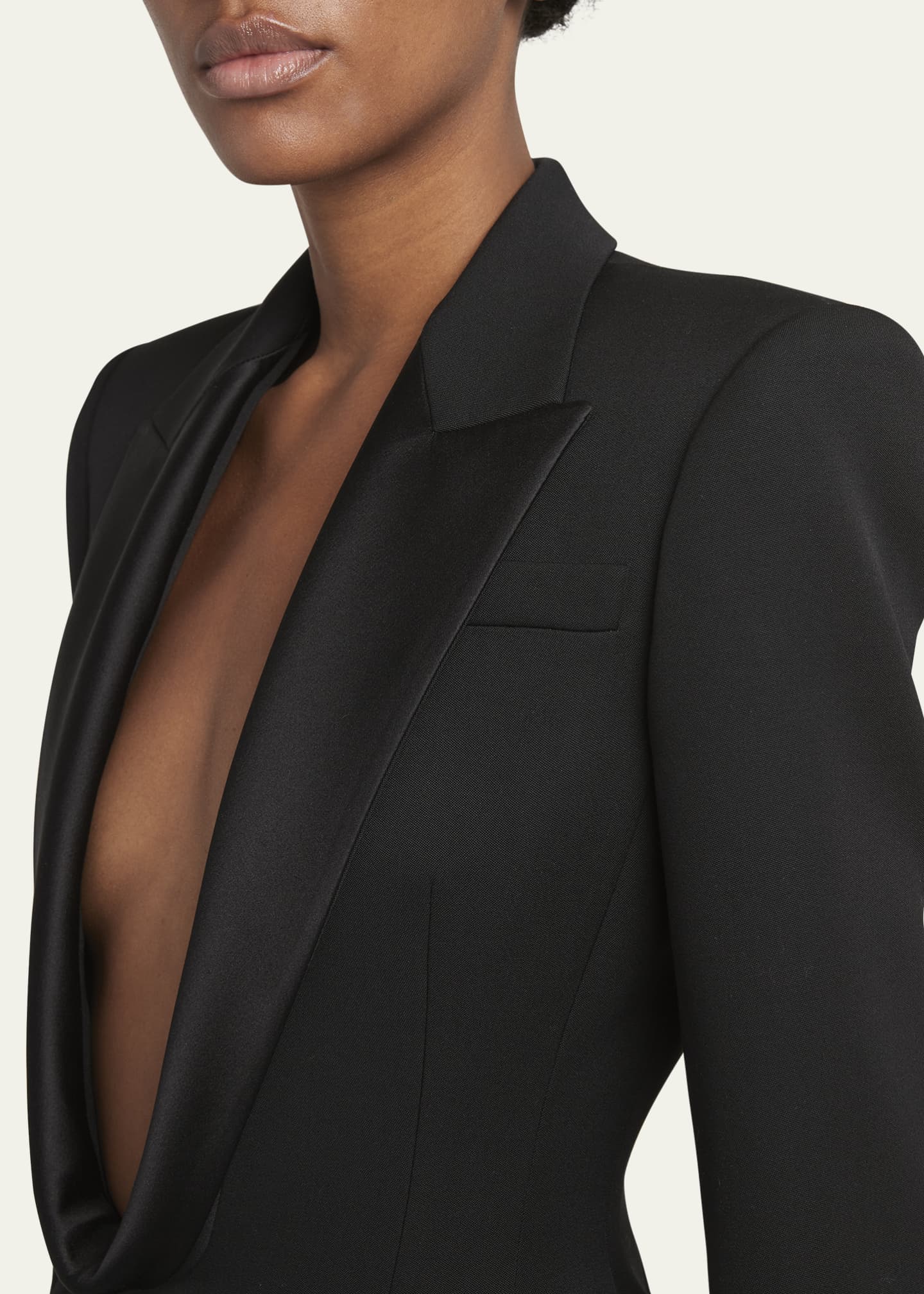 McQueen Plunging Tuxedo Blazer Wool Column Gown Image 5 of 5