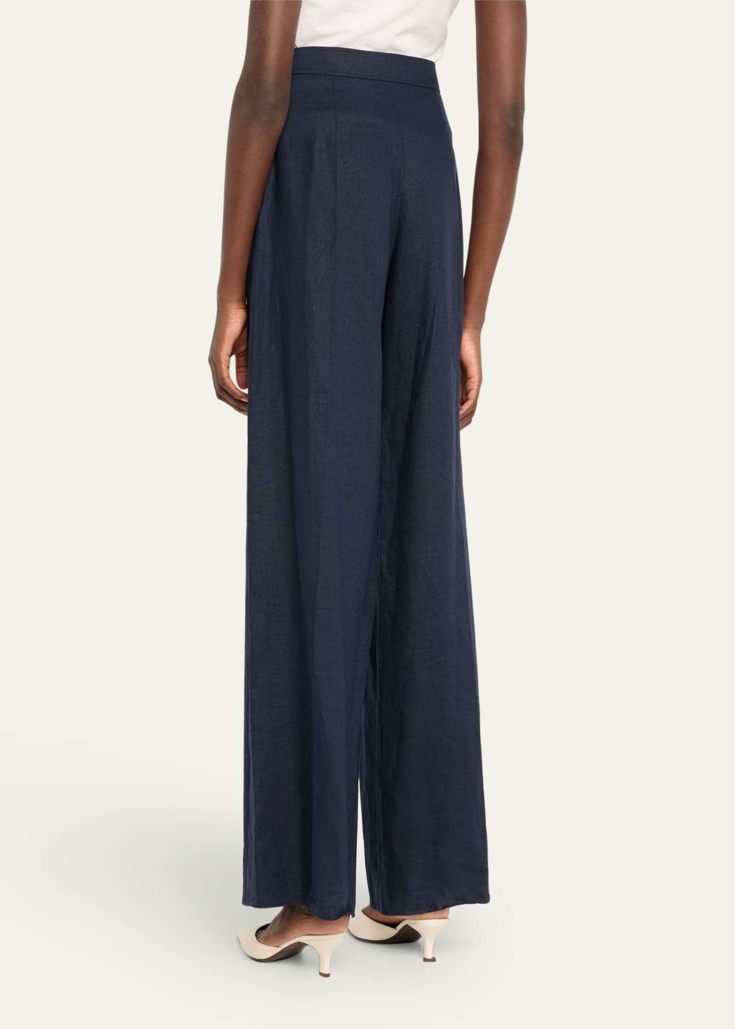 ADEAM Estella Pleated Wide-Leg Linen Pants Image 2 of 4