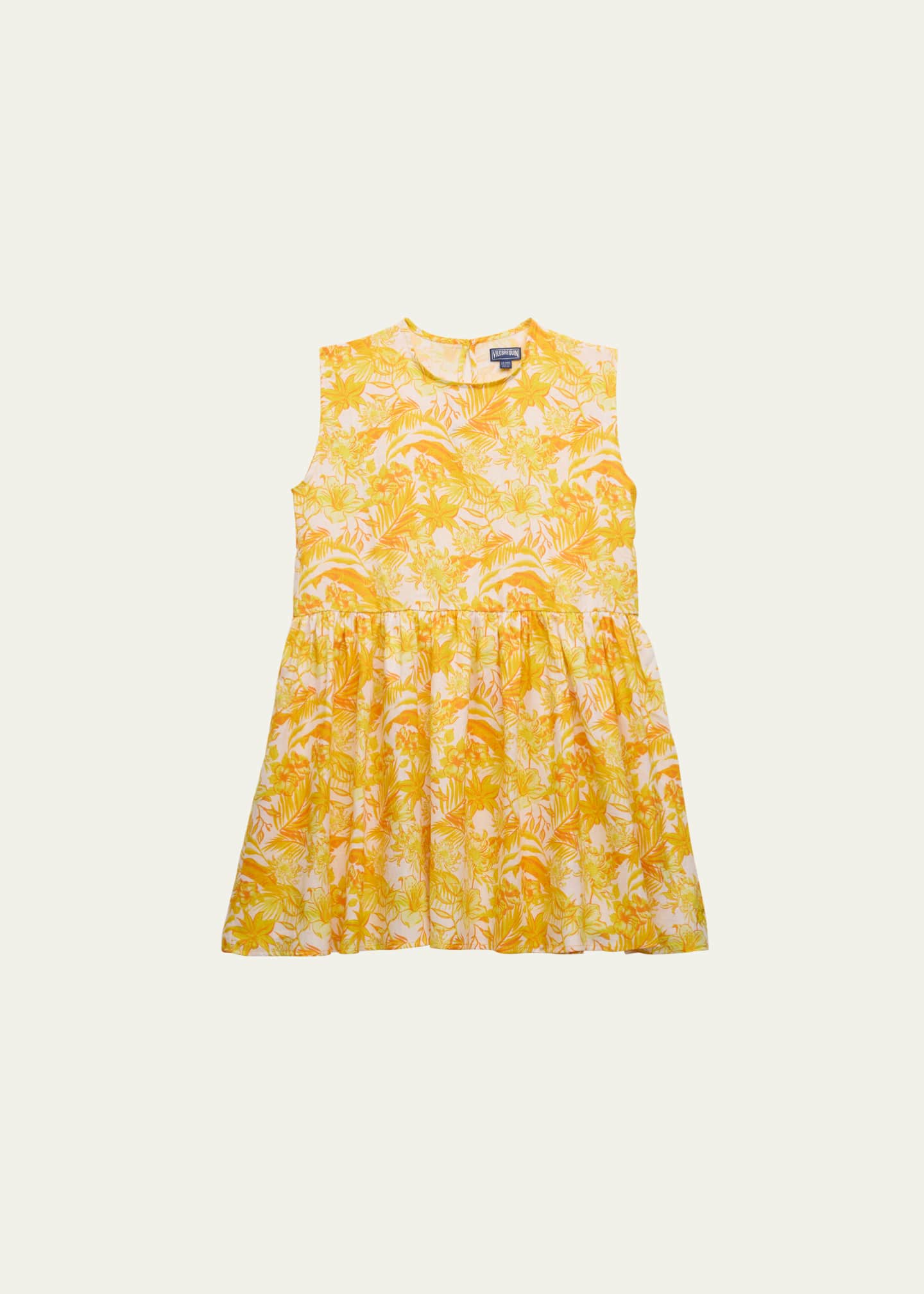 Vilebrequin Girl's Tahiti Flower-Print Linen Dress, Size 2-14 Image 1 of 3