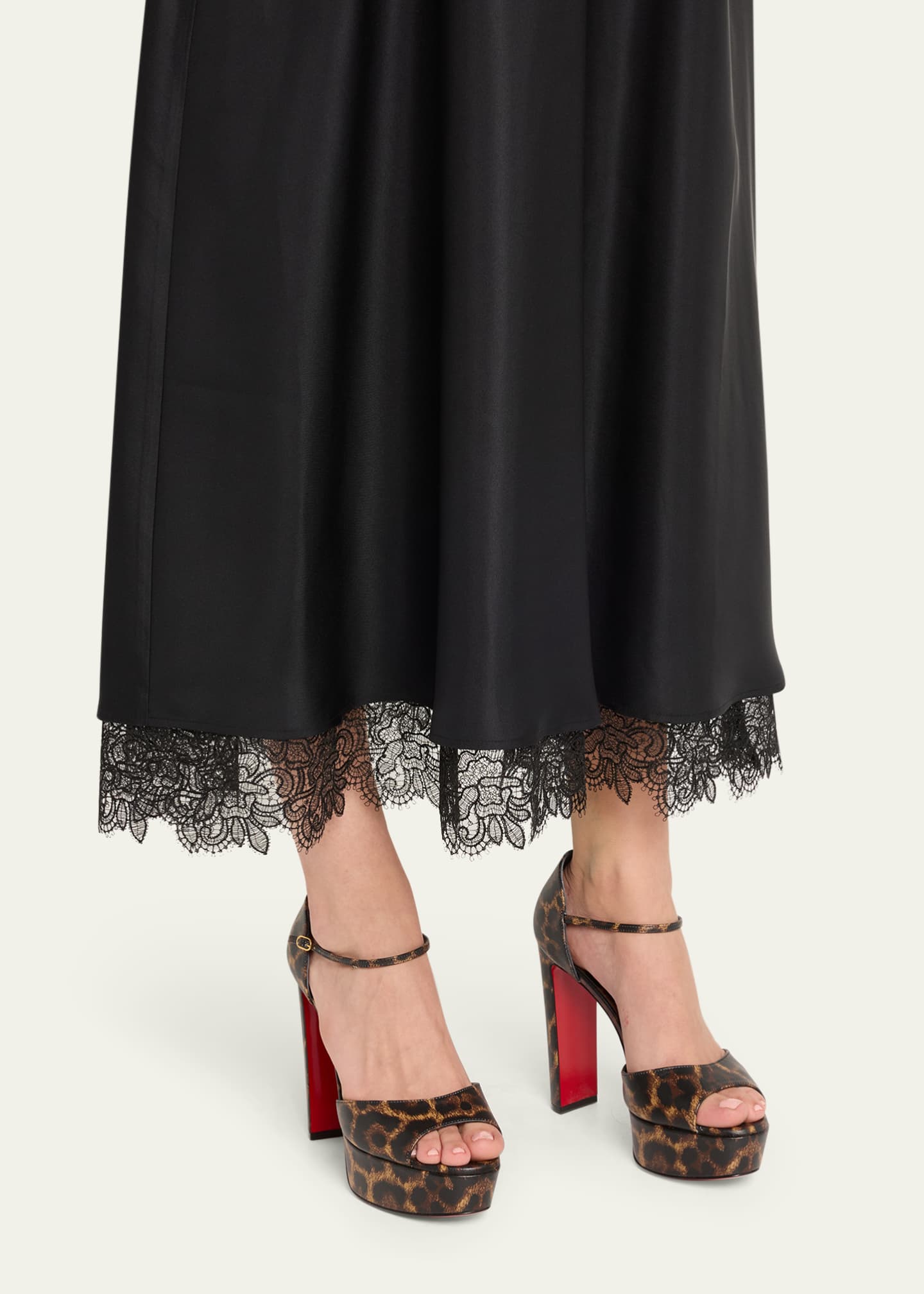 Christian Louboutin Leopard Ankle-Strap Red Sole Platform Sandals Image 2 of 6