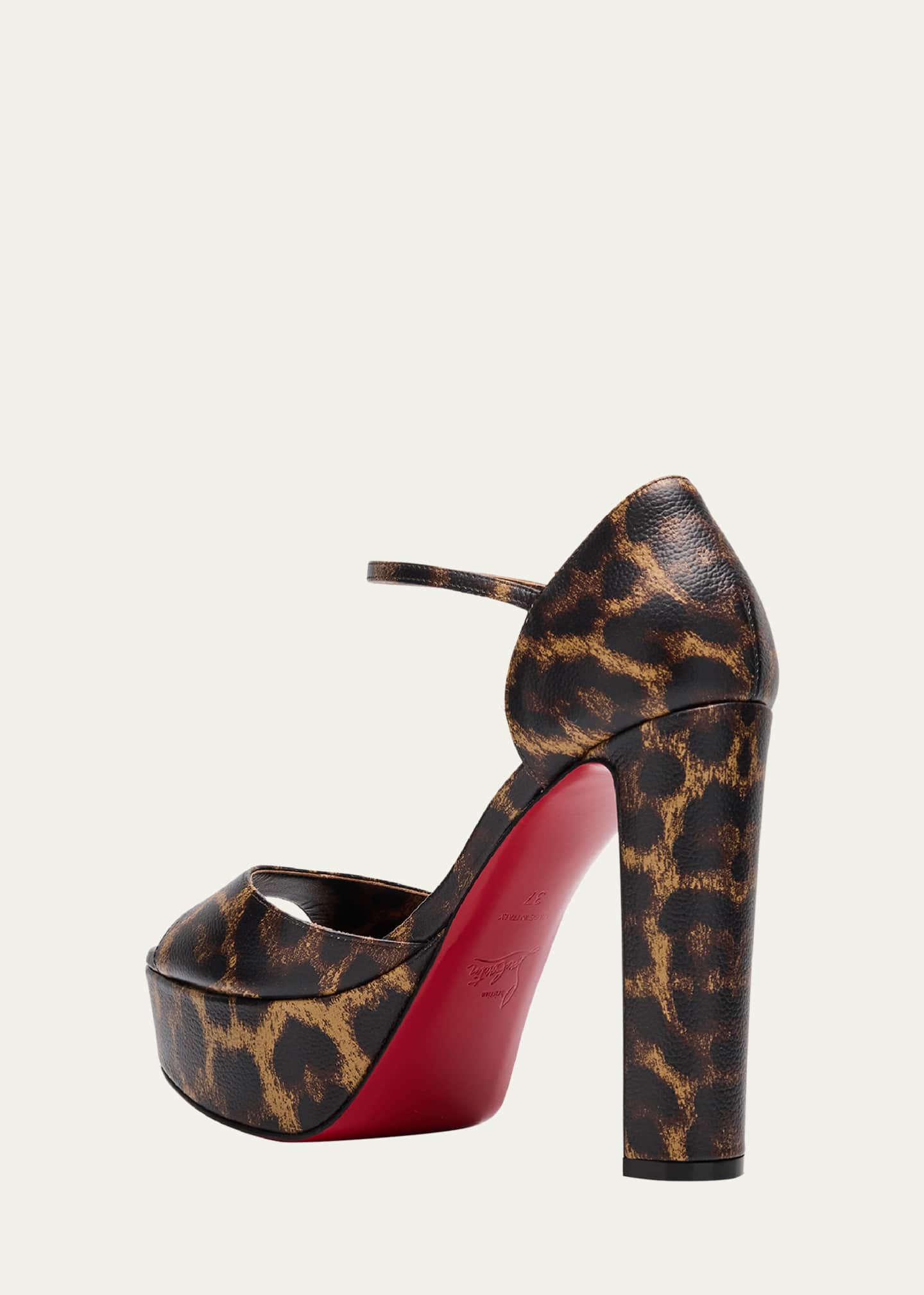 Christian Louboutin Leopard Ankle-Strap Red Sole Platform Christian Louboutin Leopard Ankle-Strap Red Sole Platform