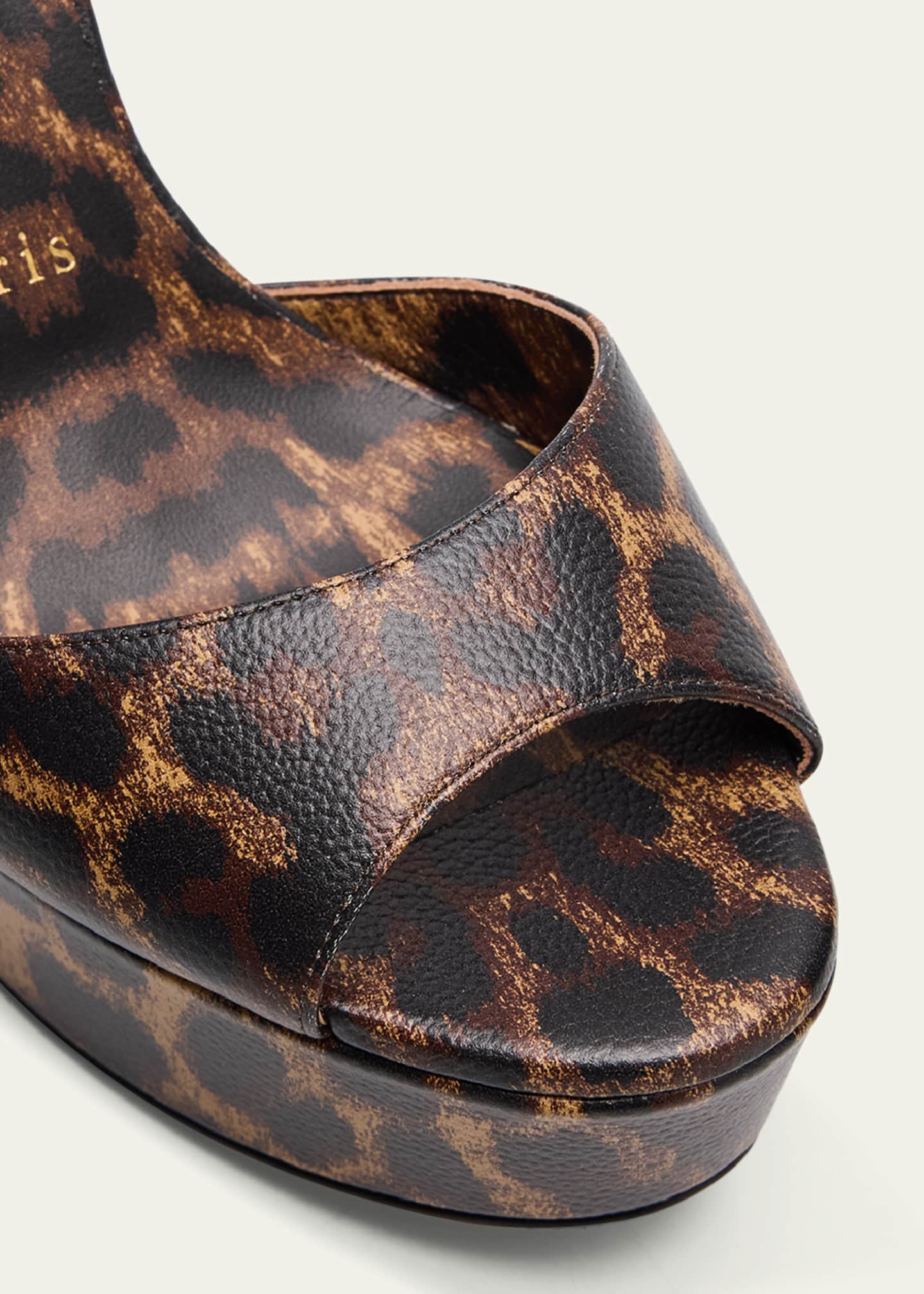 Christian Louboutin Leopard Ankle-Strap Red Sole Platform Sandals Image 5 of 6