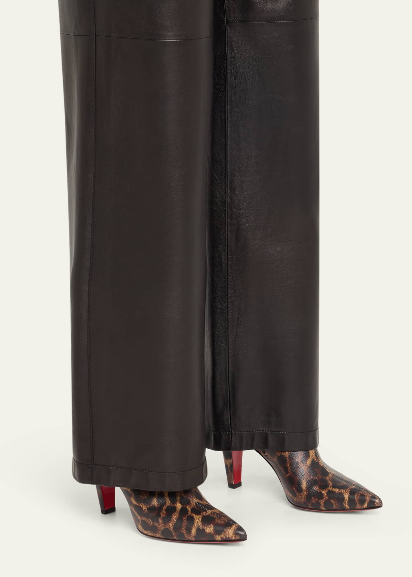 Christian Louboutin Vibella Red-Sole Leopard-Print Leather Booties Image 2 of 6