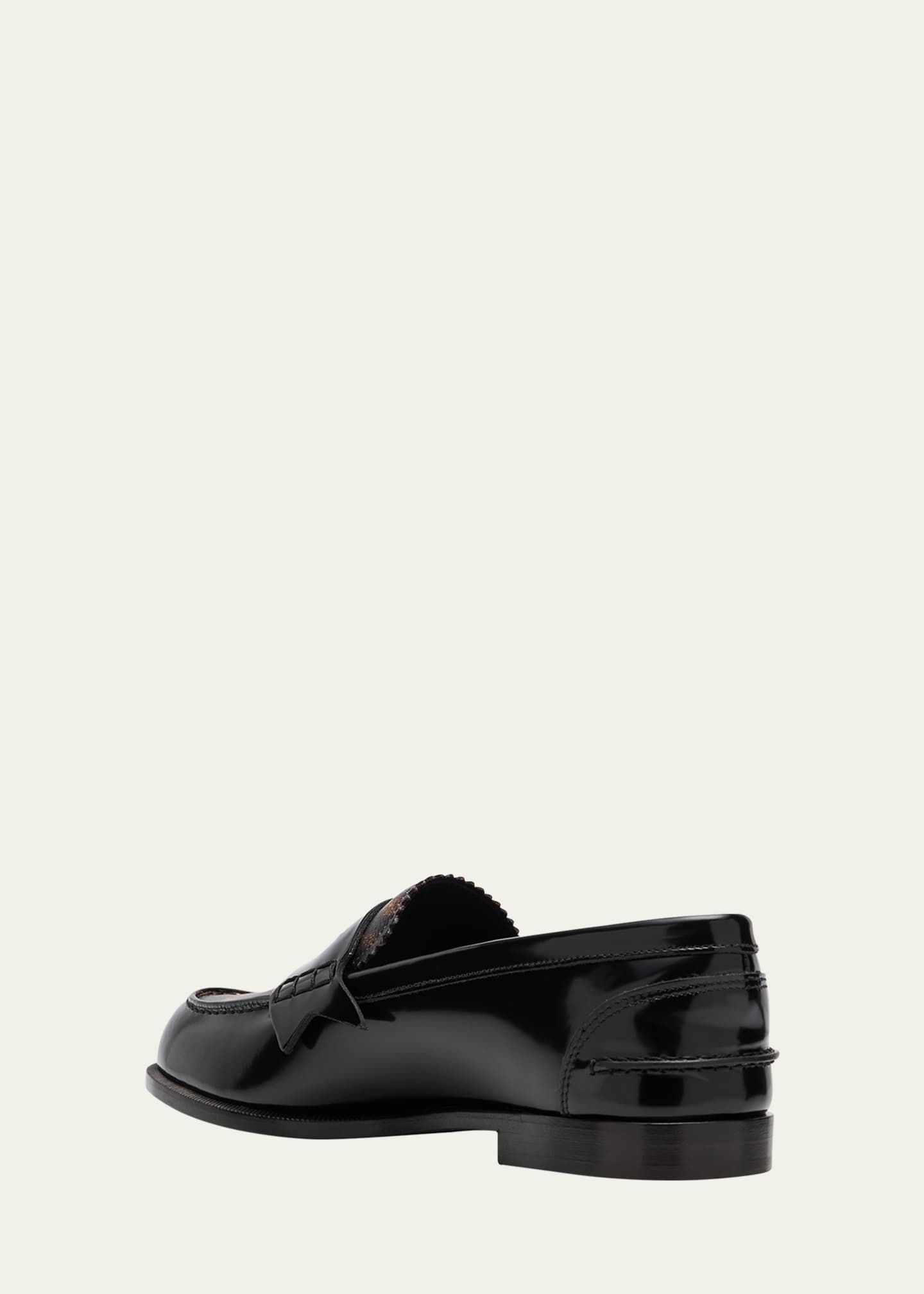 Christian Louboutin Donna Leopard-Print Leather Penny Loafers Image 2 of 4