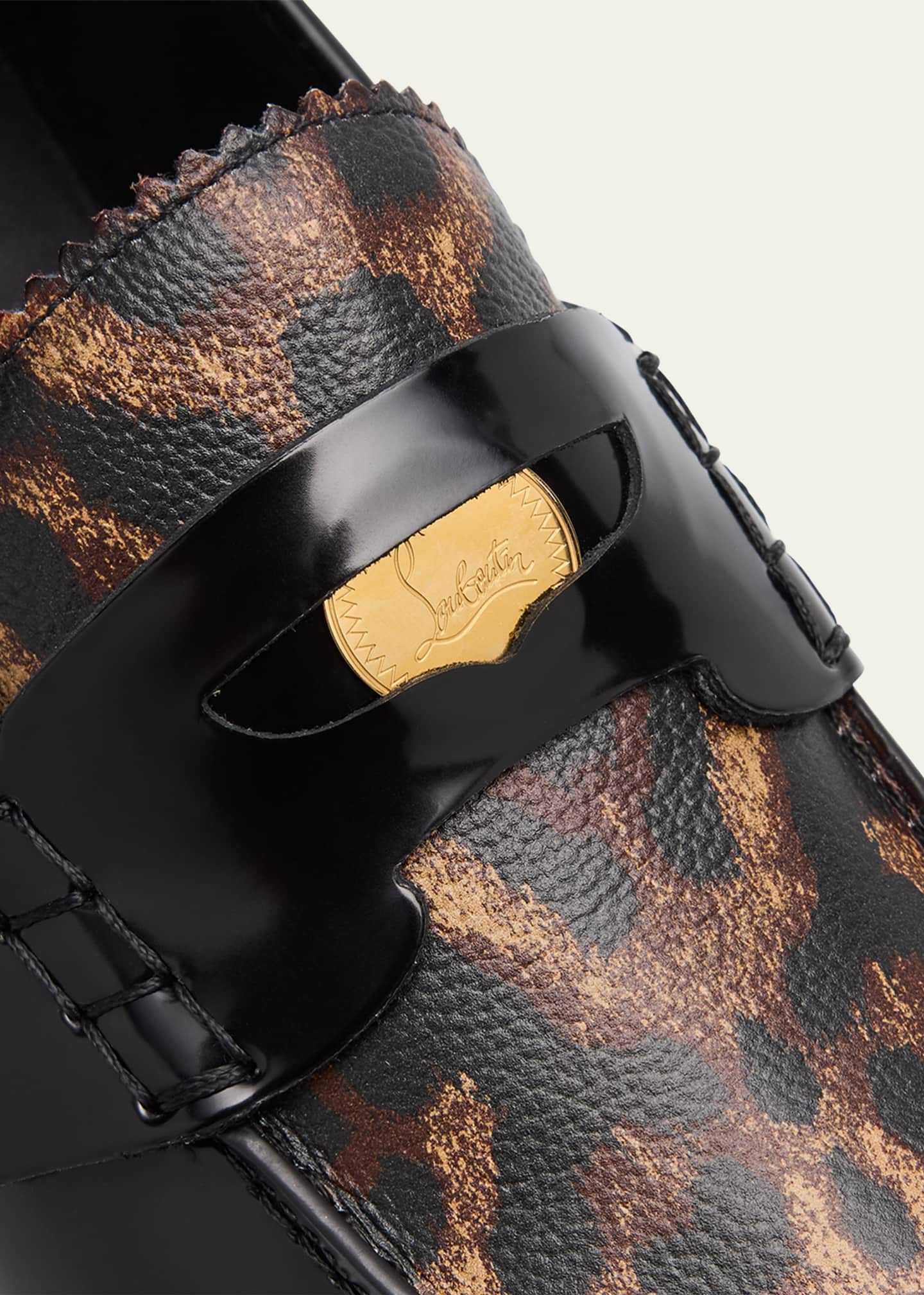 Christian Louboutin Donna Leopard-Print Leather Penny Loafers Image 4 of 4