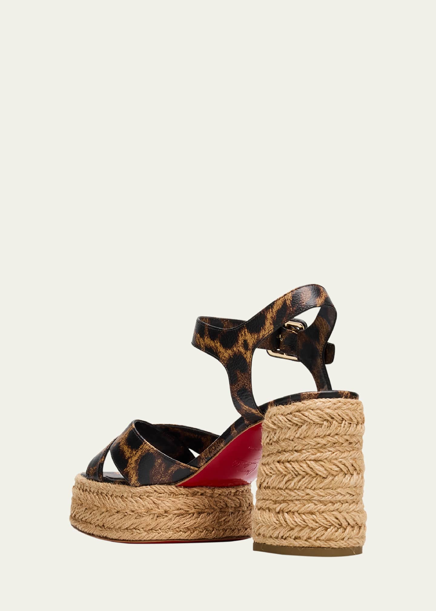 Christian Louboutin セパラドレ サンダル Christian Louboutin Leopard Red Sole Espadrille Sandals