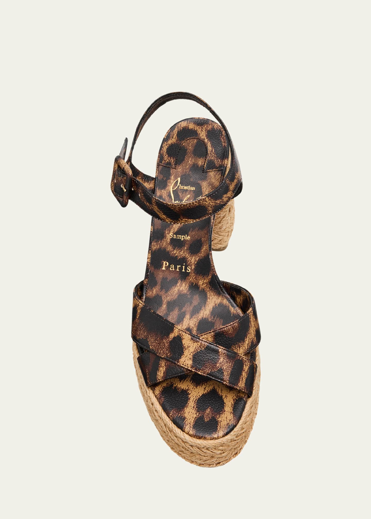 Christian Louboutin Leopard Red Sole Espadrille Sandals