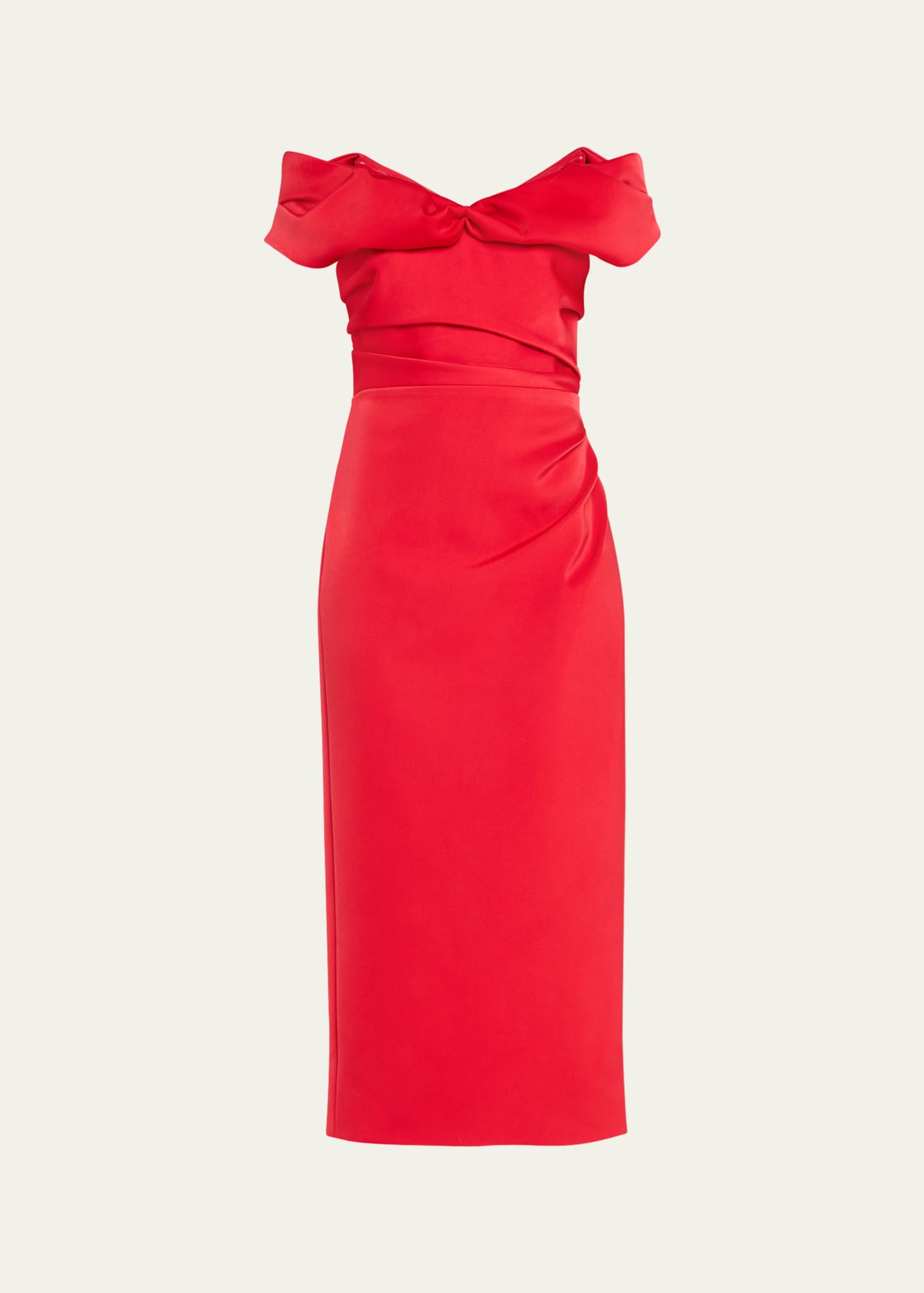 Rachel Gilbert Daria Twisted Off-Shoulder Midi Gown Image 1 of 5