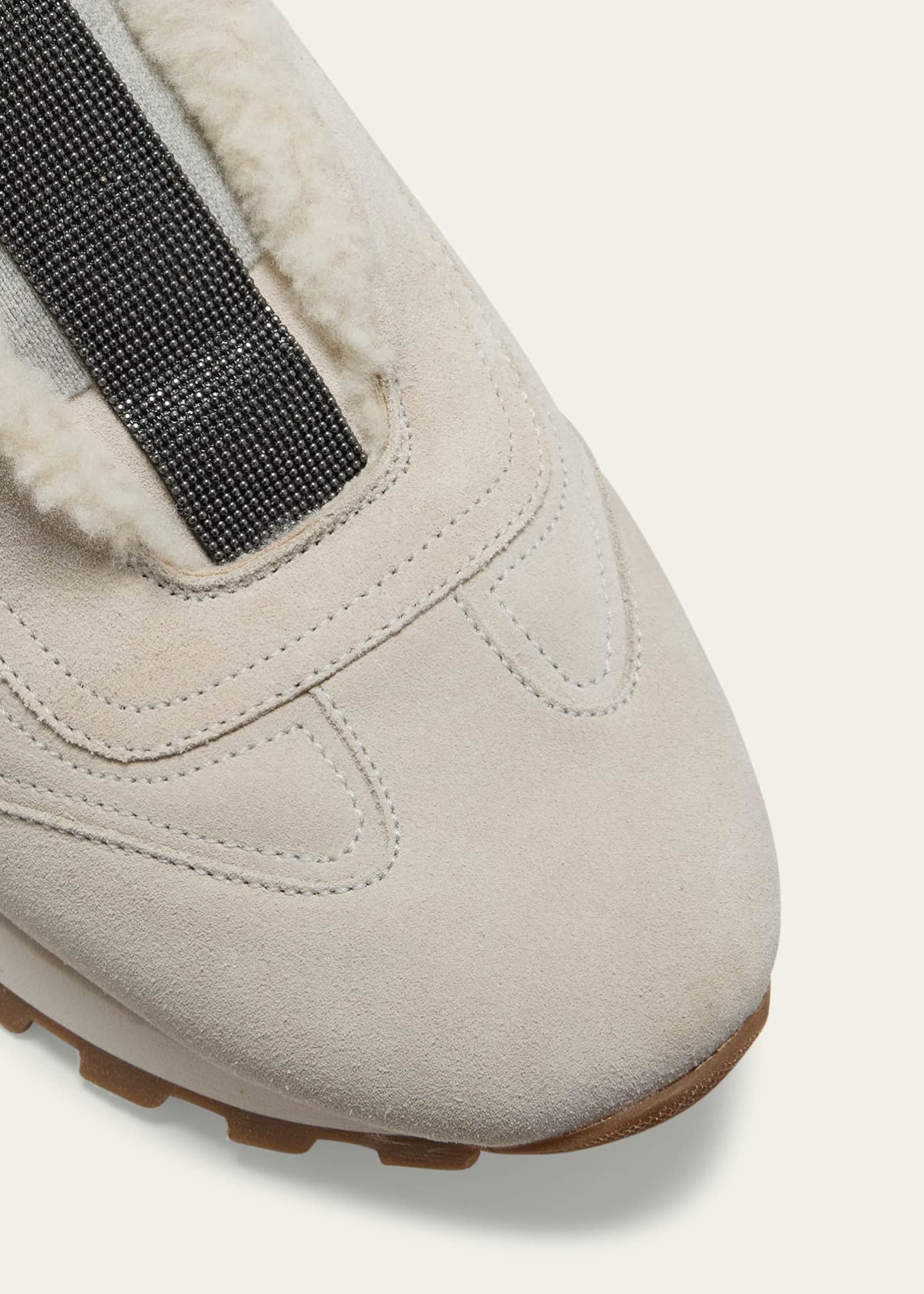 Brunello Cucinelli Suede Shearling Monili Slip-on Sneakers Image 5 of 5