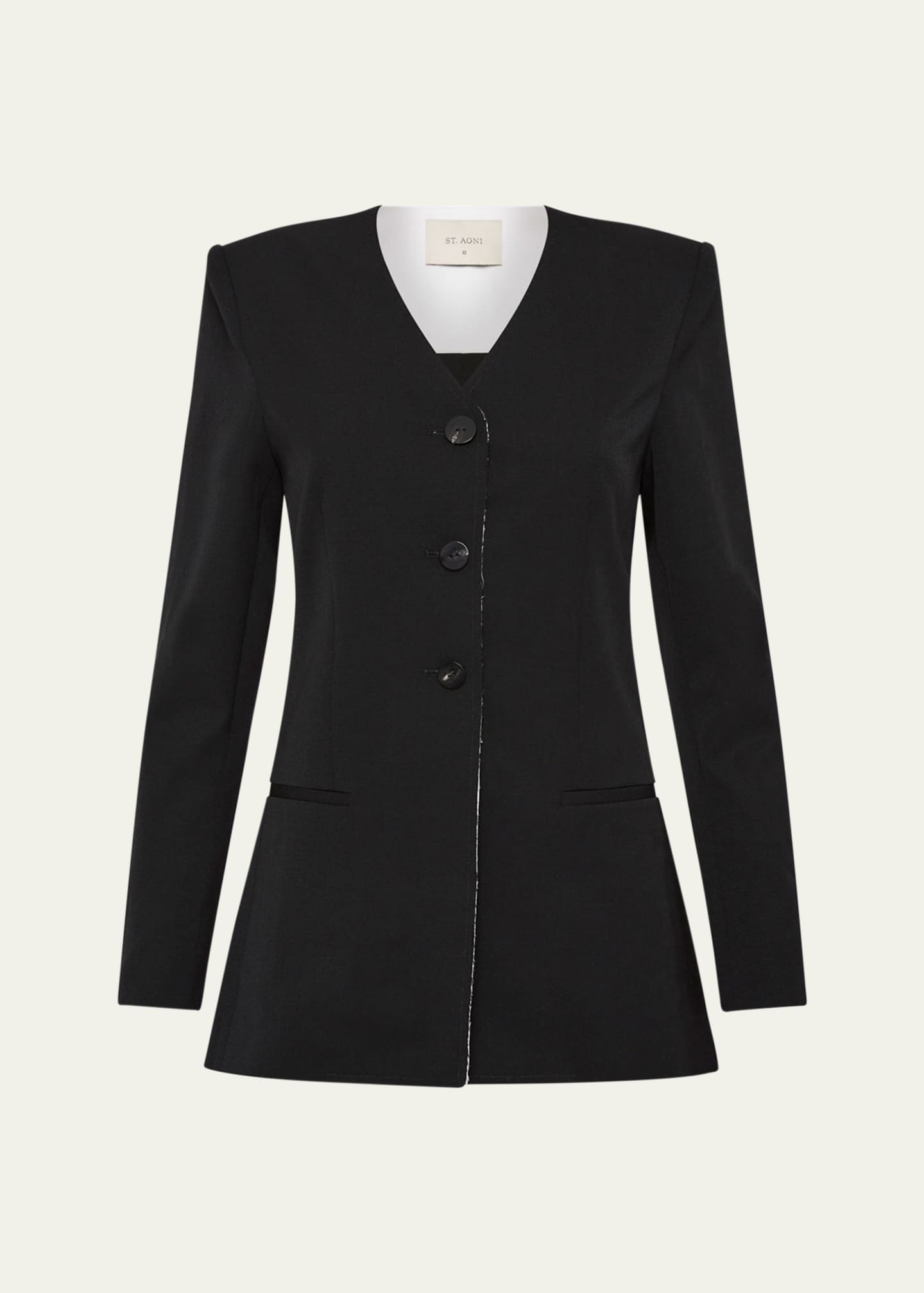 St. Agni Collarless Raw Edge Blazer Image 1 of 5
