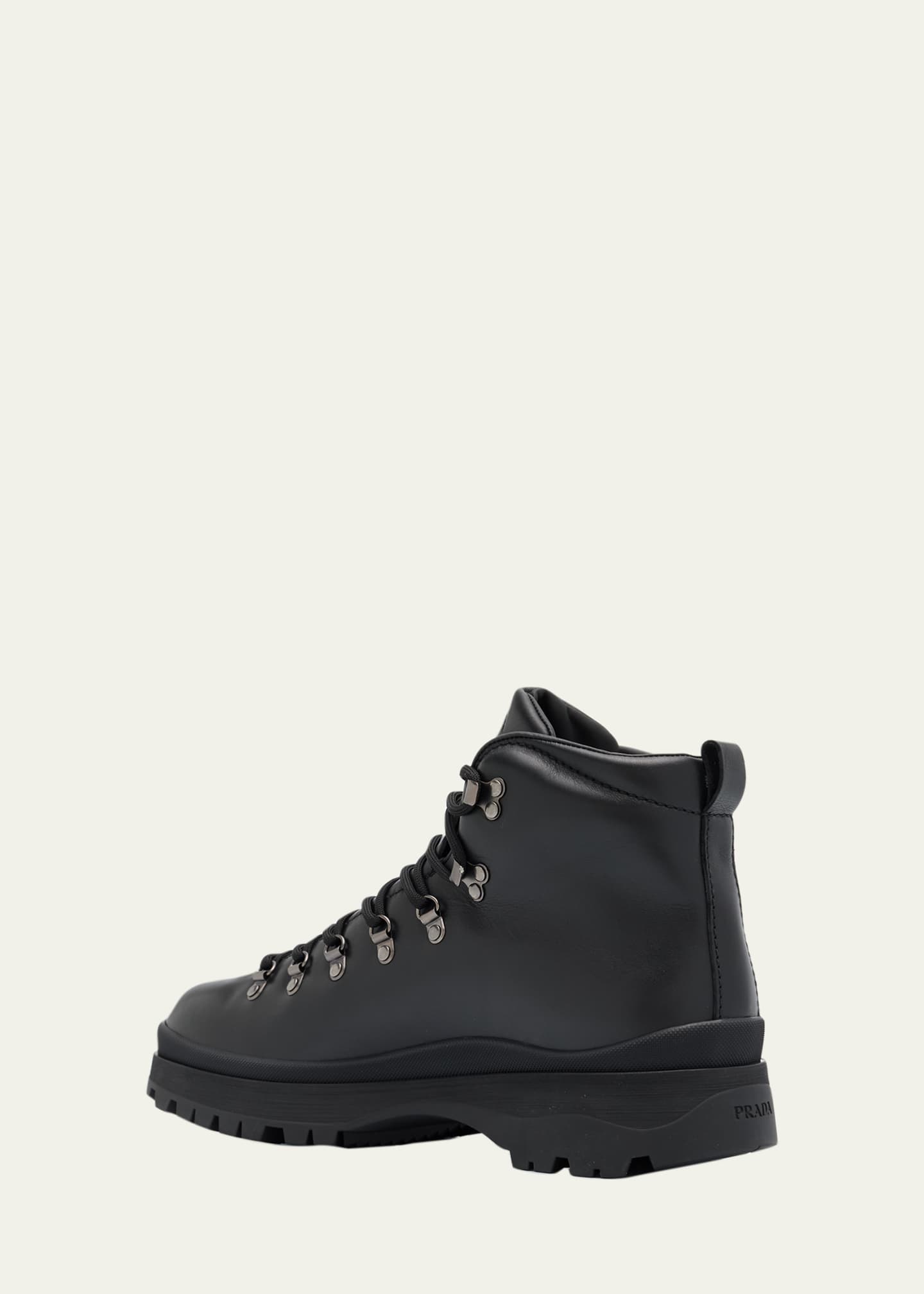 Prada Men's Brixxen Leather Lace-Up Boots Image 2 of 4