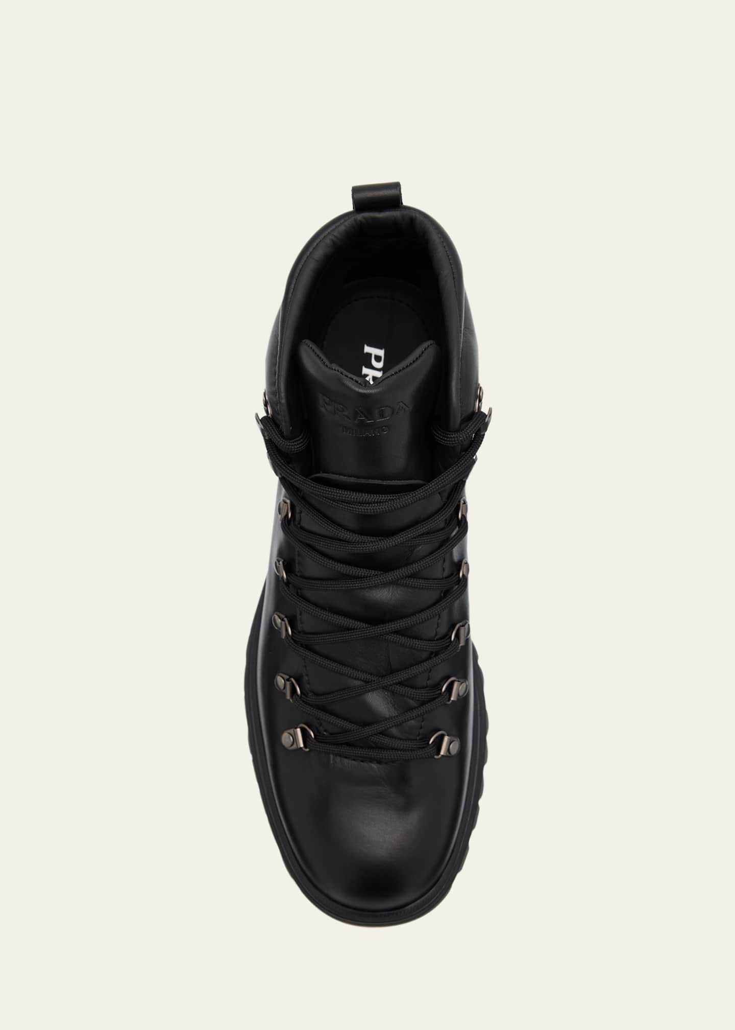 Prada Men's Brixxen Leather Lace-Up Boots Image 3 of 4