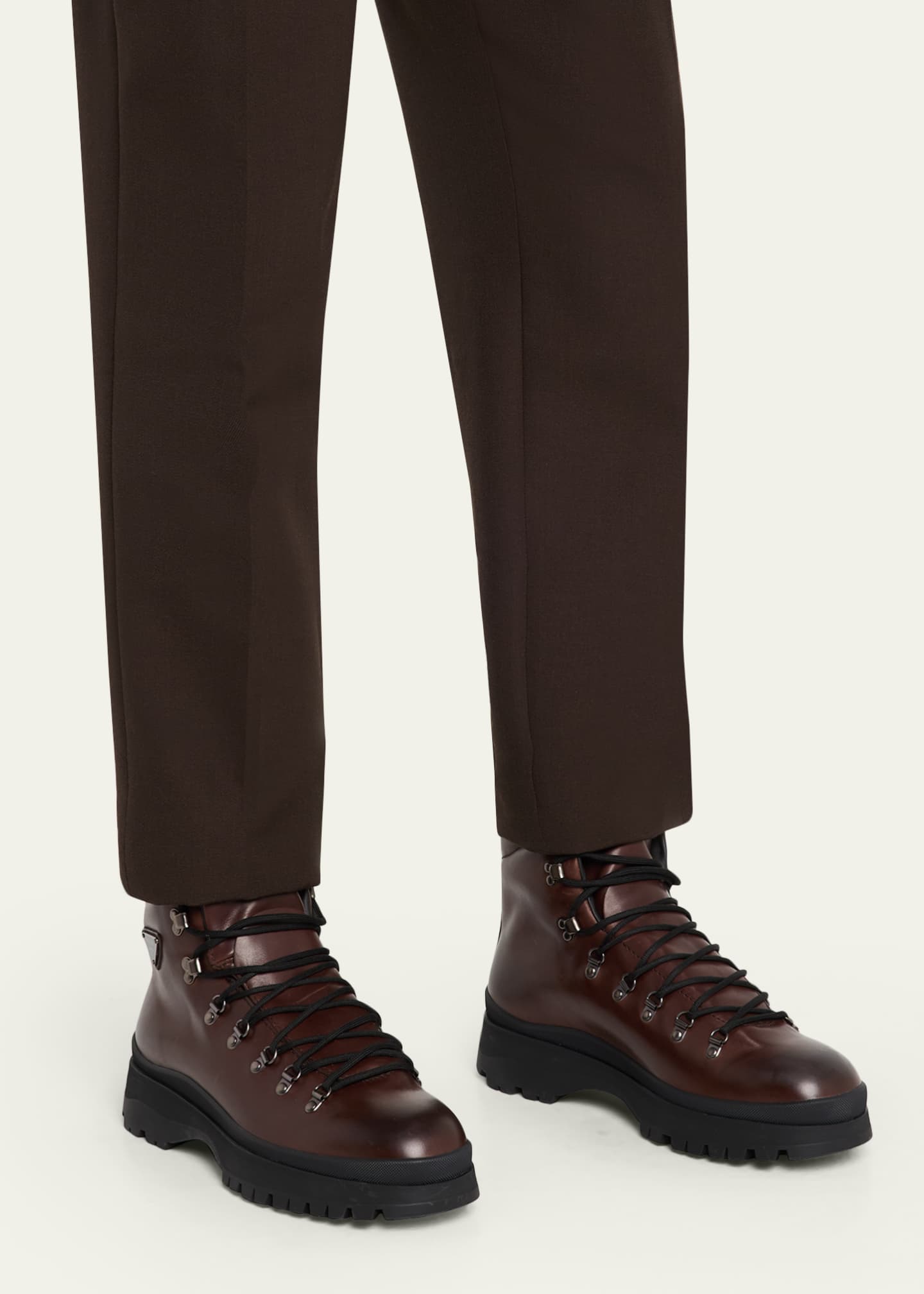 Prada Men's Brixxen Leather Lace-Up Boots - Bergdorf Goodman