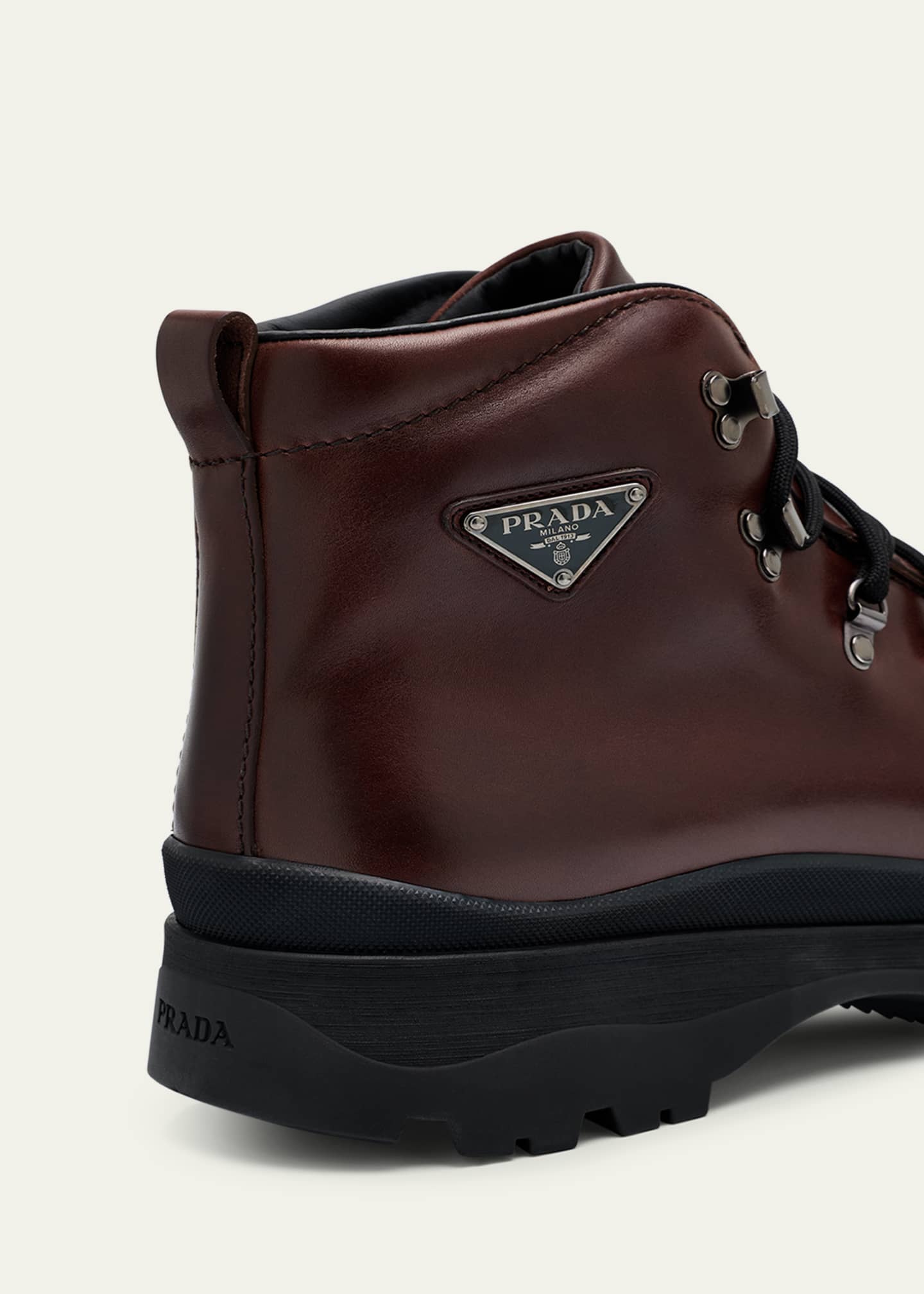 Prada Men's Brixxen Leather Lace-Up Boots - Bergdorf Goodman