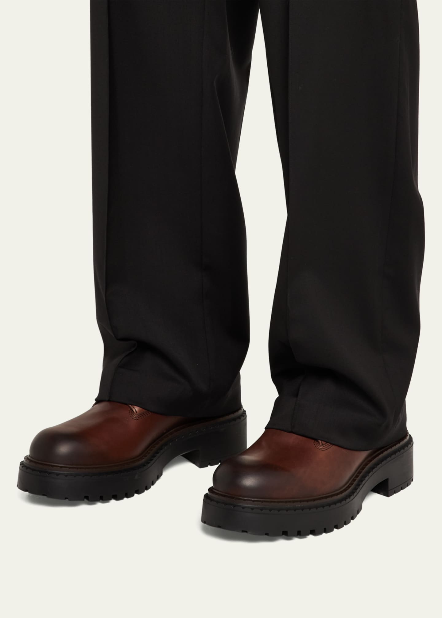 Prada Men's Leather Work Boots Image 2 of 6