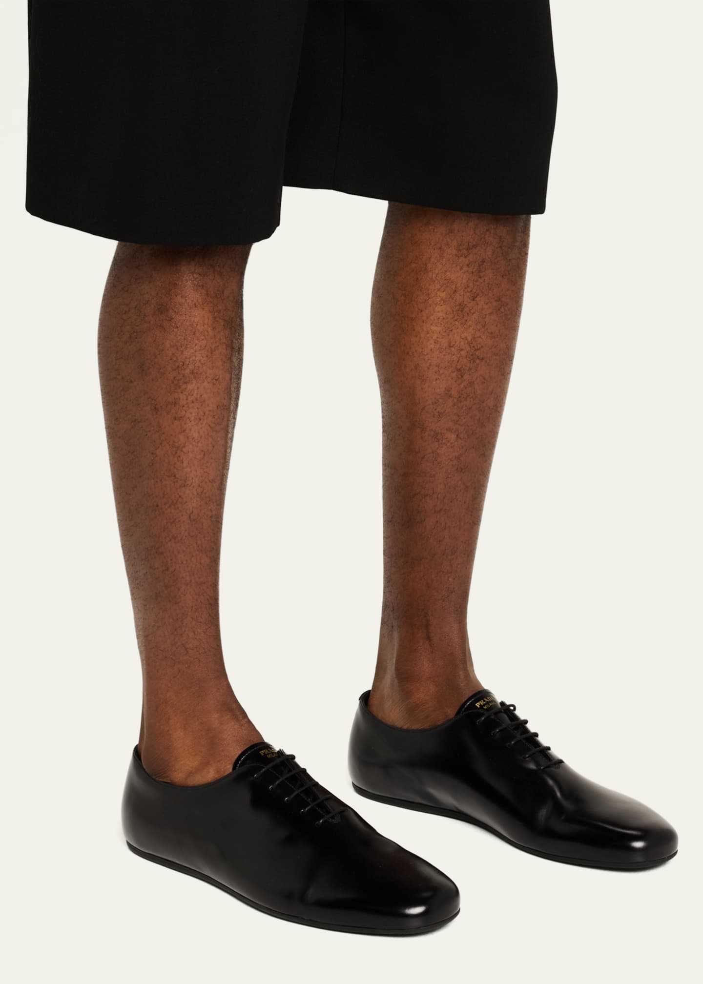 Prada Men's Analog Brushed Leather Oxfords Image 2 of 5