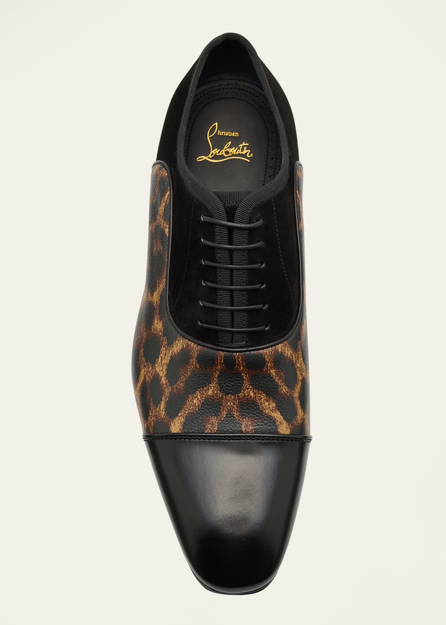 Christian Louboutin Men's Greggo Mixed Leather Red Sole Tuxedo Lace-Ups Image 5 of 5
