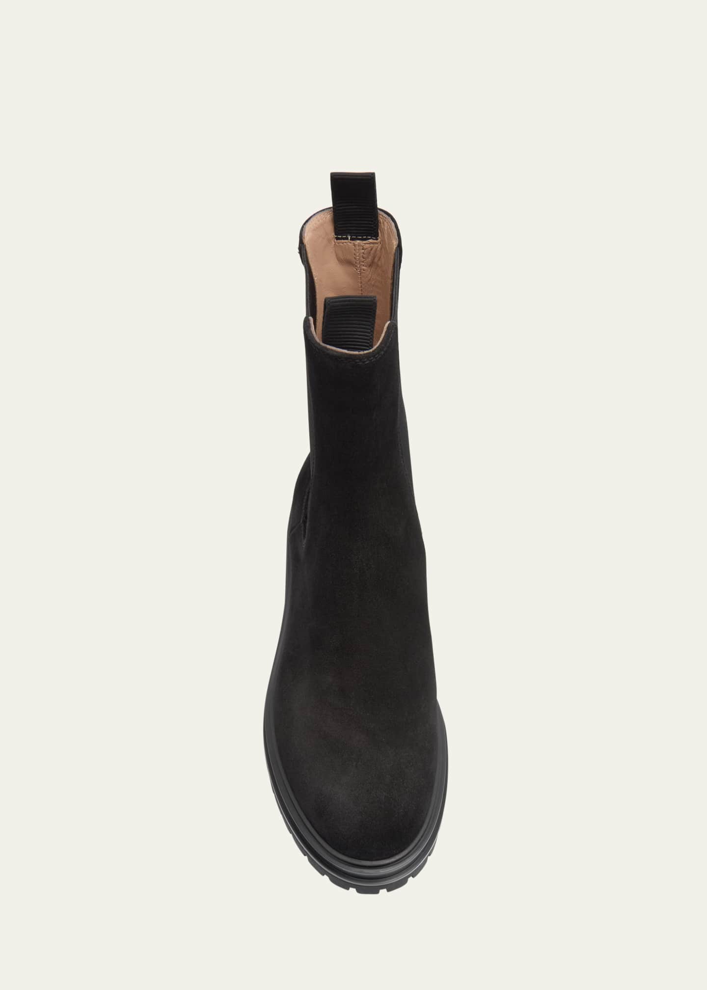Gianvito Rossi Chester Suede Lug-Sole Chelsea Ankle Boots