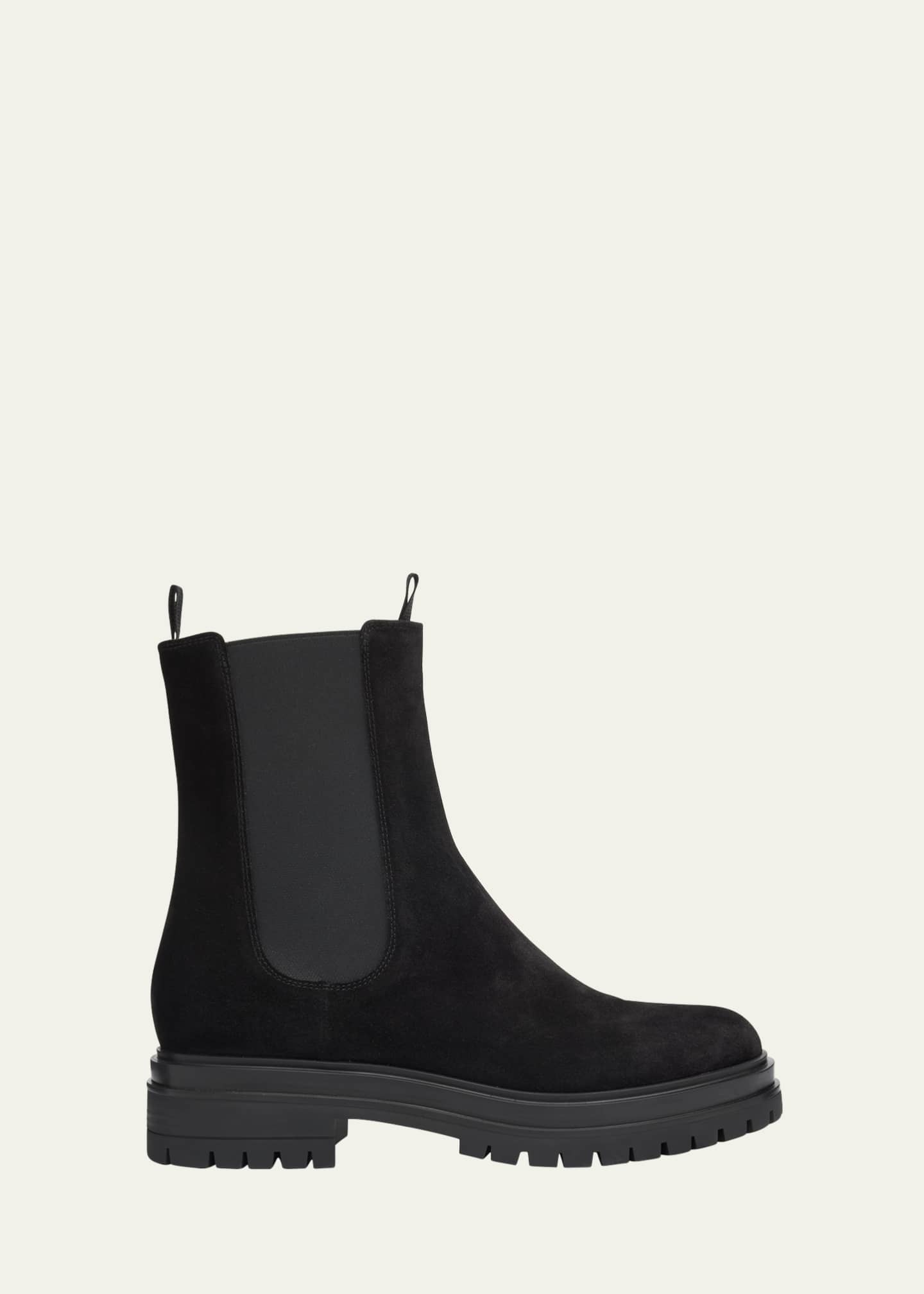 Gianvito Rossi Chester Suede Lug-Sole Chelsea Ankle Boots