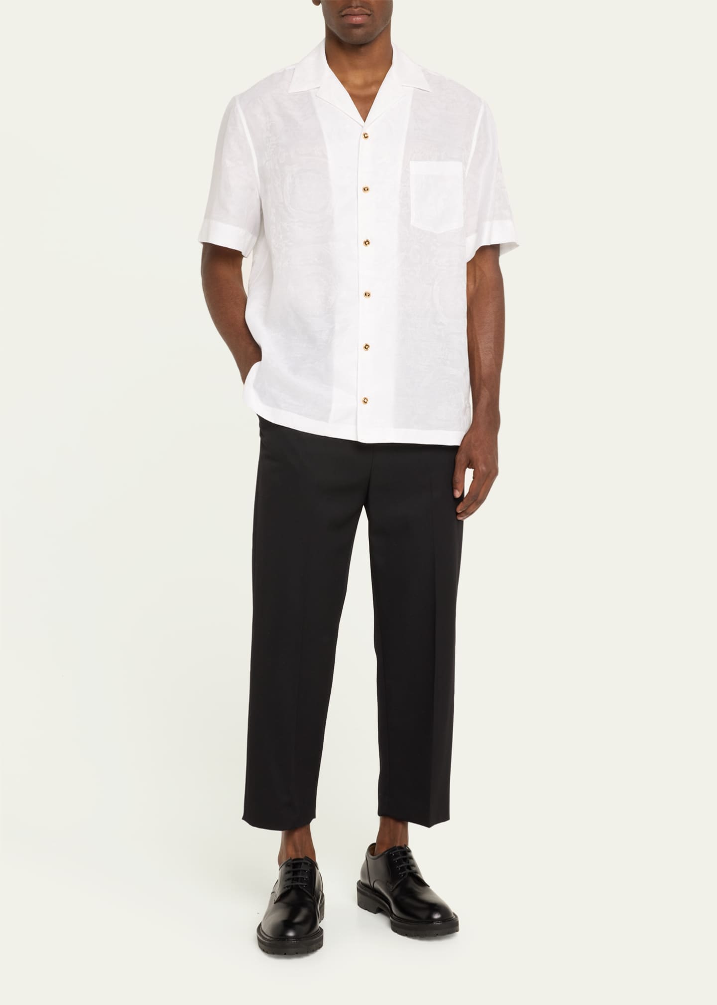 Versace Men's Barocco Jacquard Camp Shirt Image 2 of 5