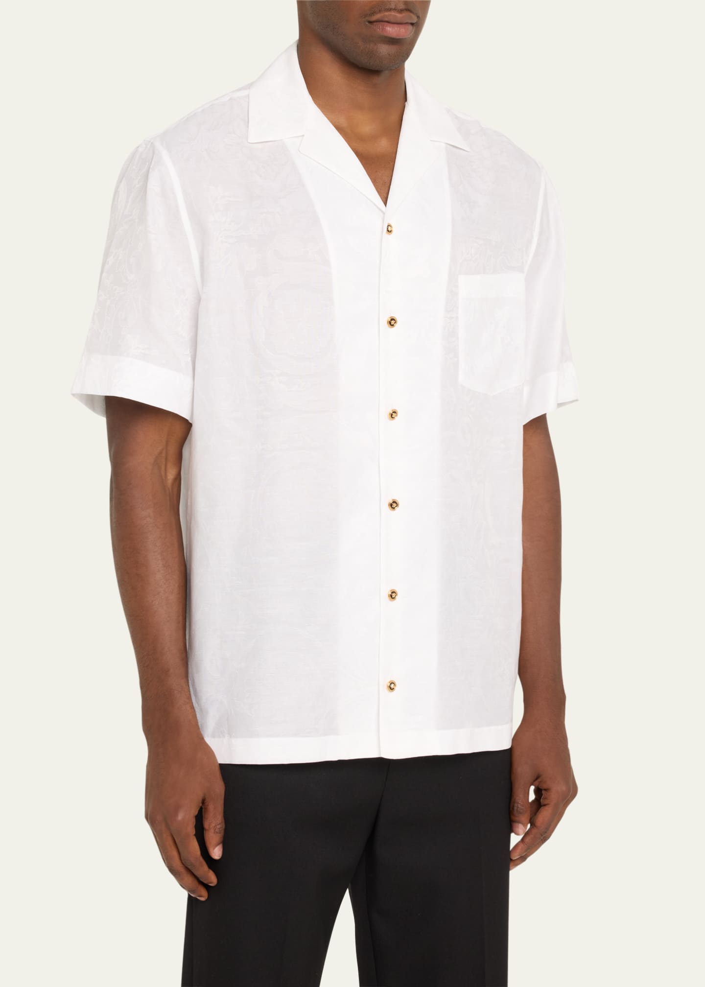 Versace Men's Barocco Jacquard Camp Shirt Image 4 of 5
