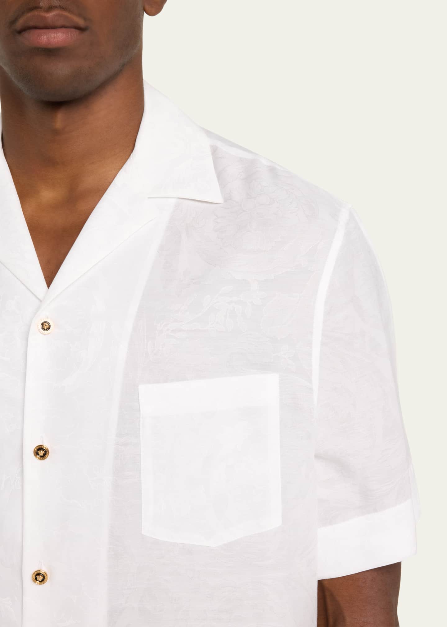 Versace Men's Barocco Jacquard Camp Shirt Image 5 of 5