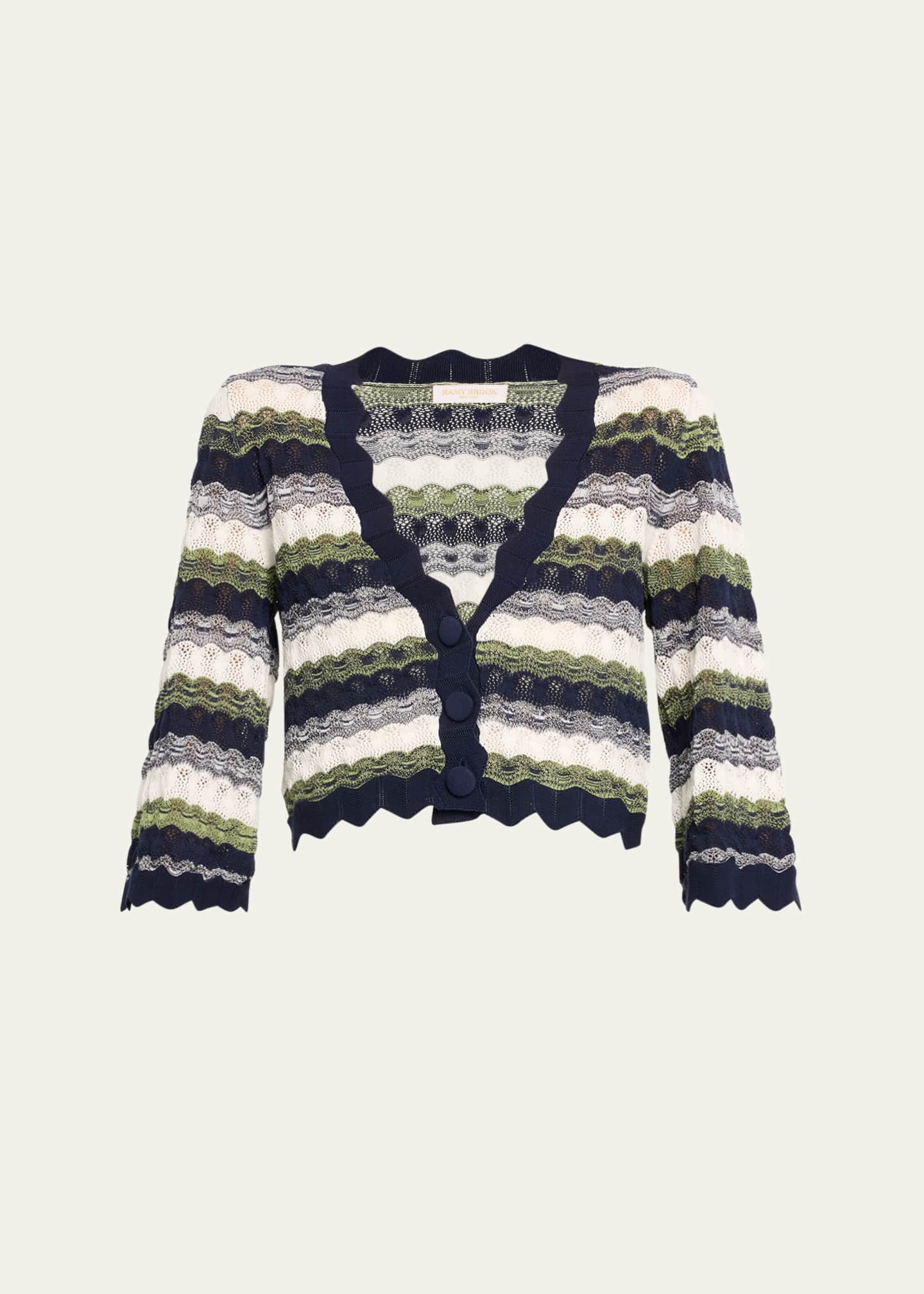 Ramy Brook Nell Wavy Knit Cropped Cardigan - Bergdorf Goodman