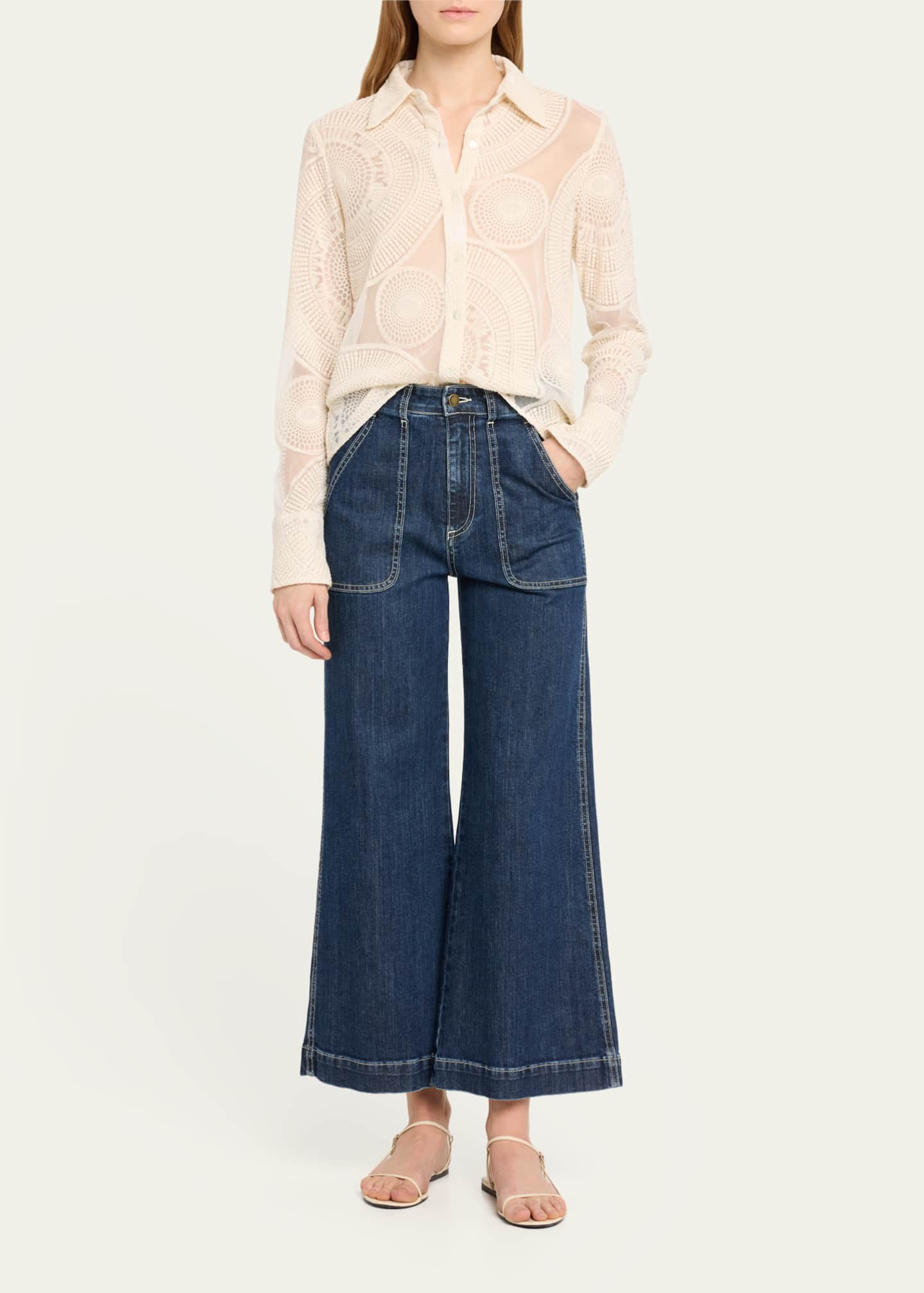 Ramy Brook Theodora Cropped Wide-Leg Jeans Image 2 of 5