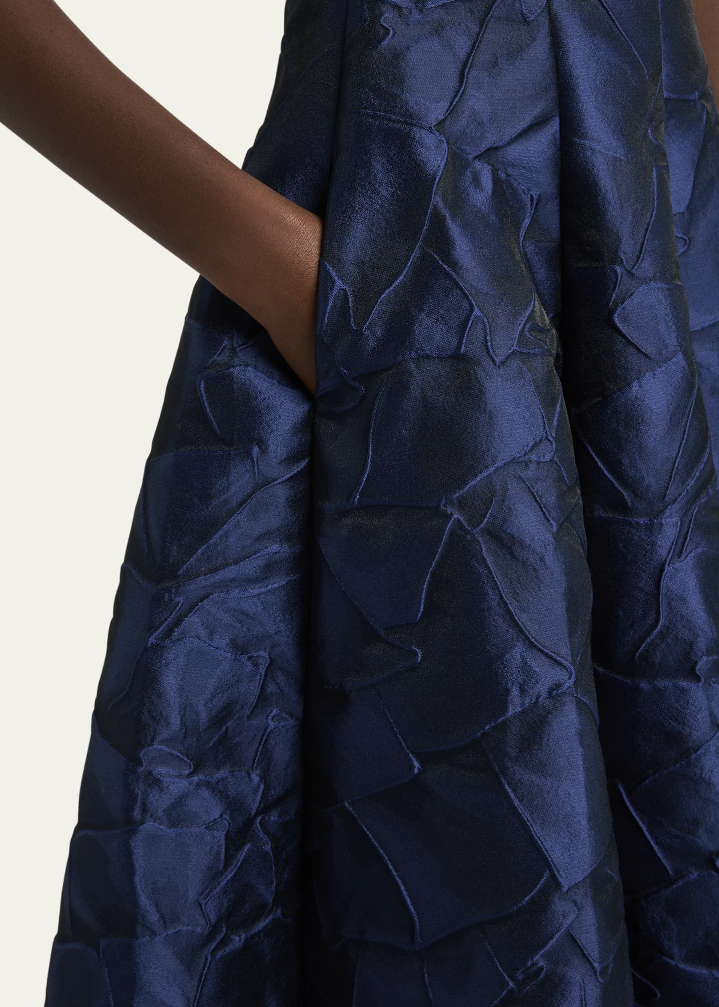 Talbot Runhof Ruffles Jacquard Fit-Flare Midi Dress Image 5 of 5