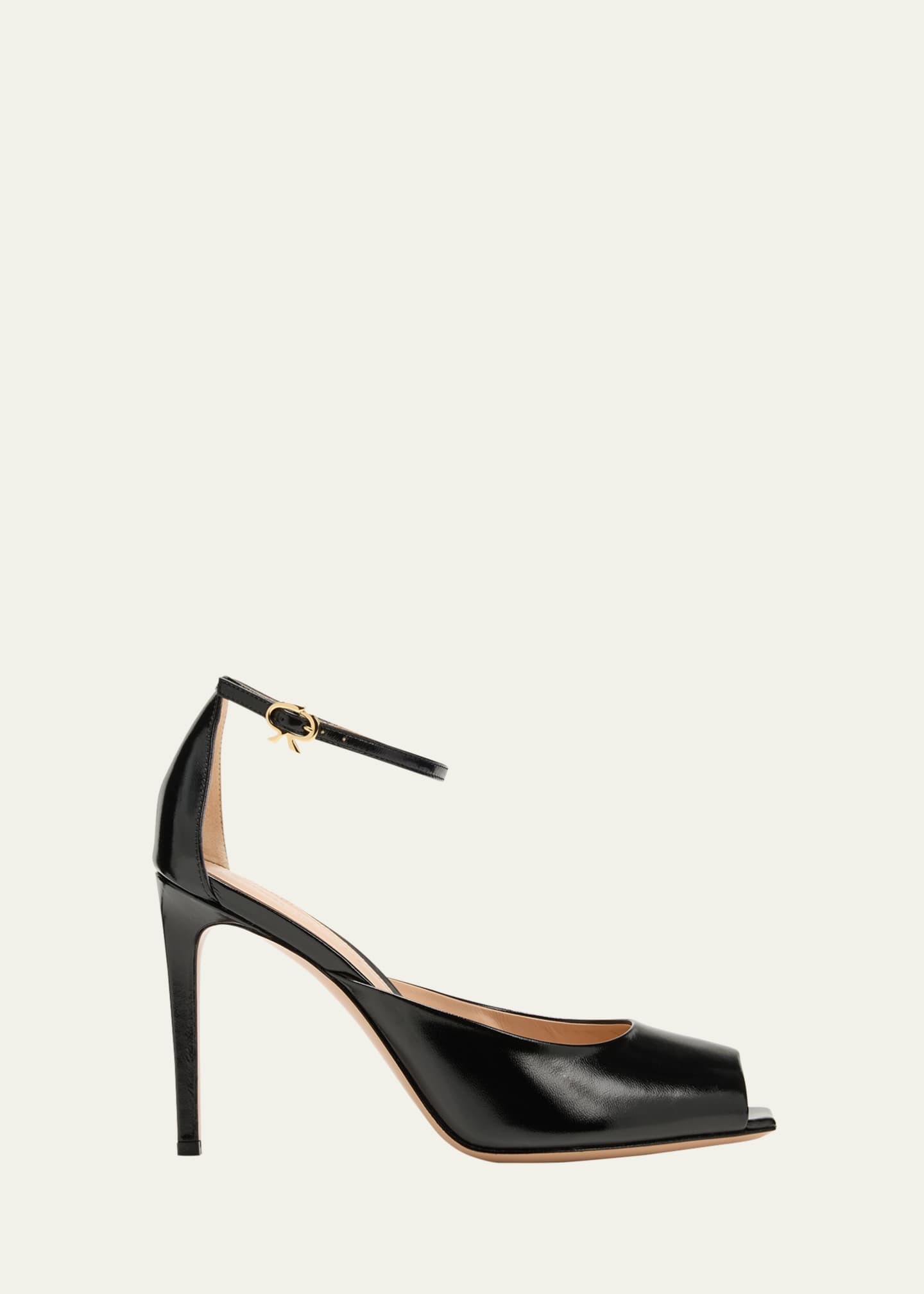 Gianvito Rossi Leather Peep-Toe Ankle-Strap Sandals