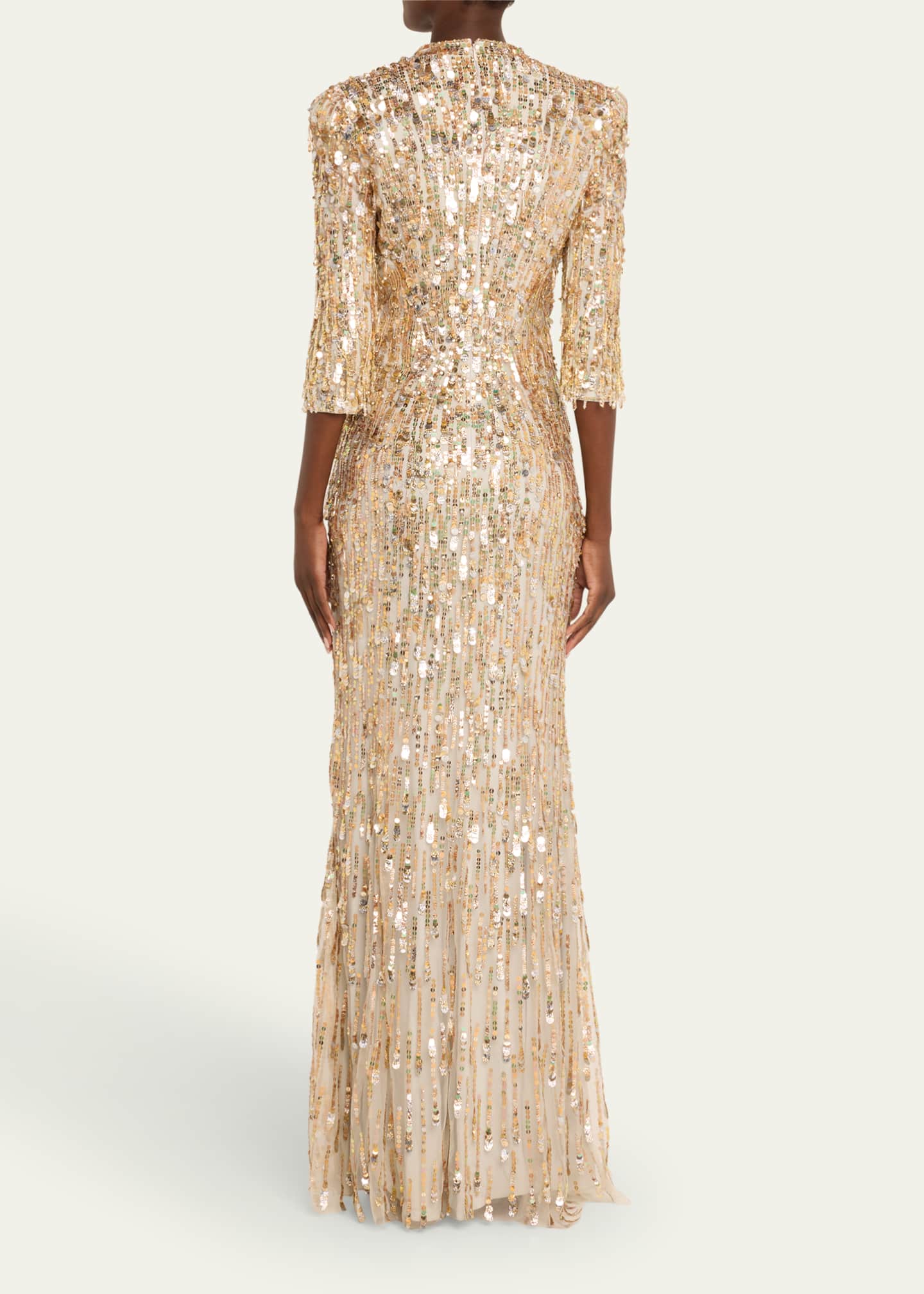 Jenny Packham Oscar Long Sequined Gown Image 3 of 5