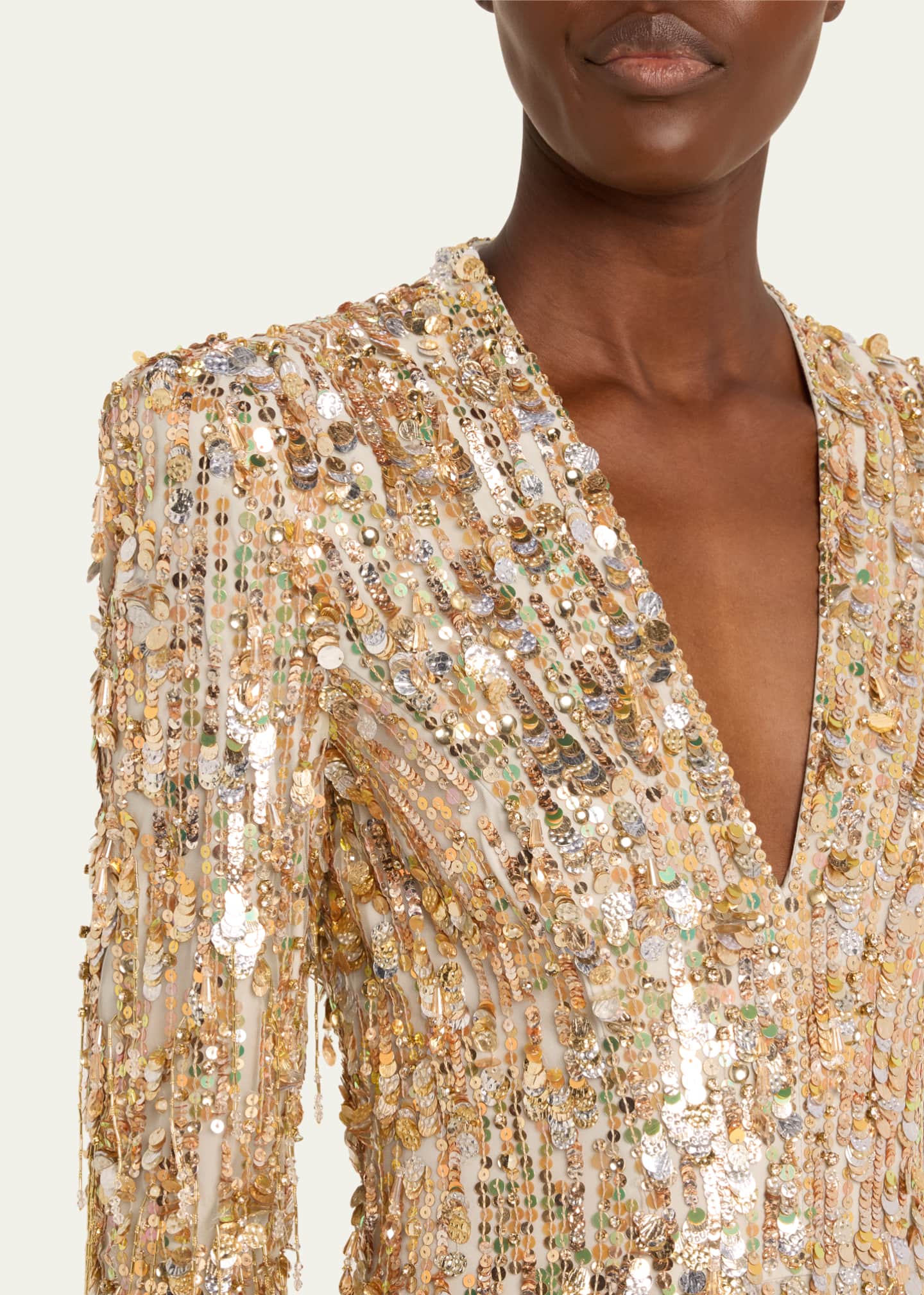 Jenny Packham Oscar Long Sequined Gown Image 5 of 5