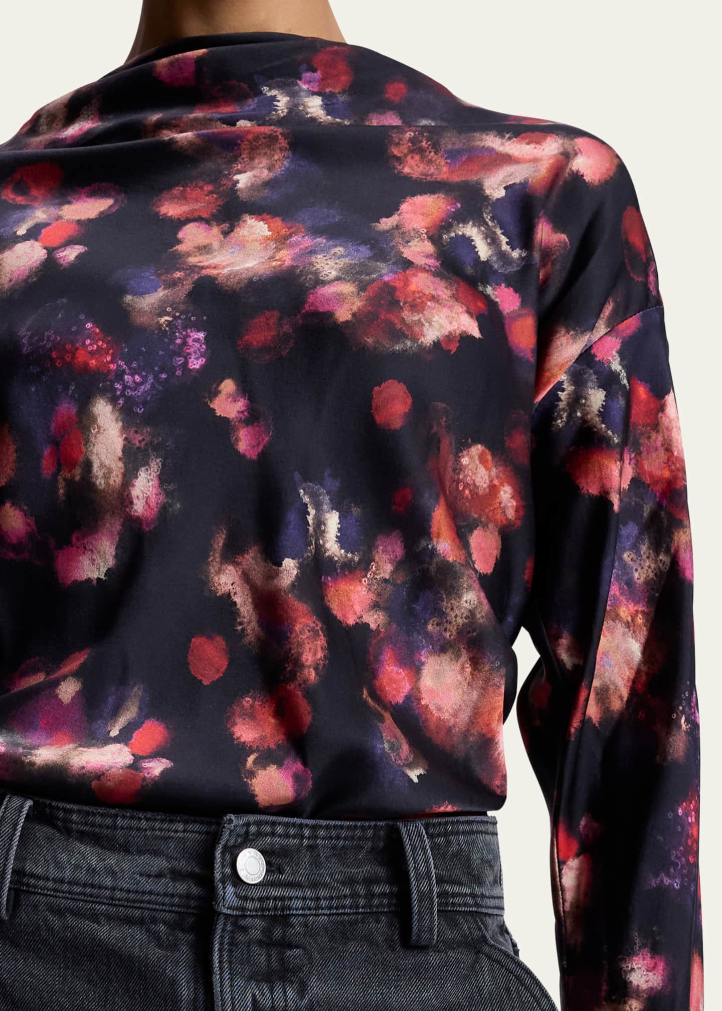 A.L.C. Georgia Abstract Print Silk Top Bergdorf Goodman