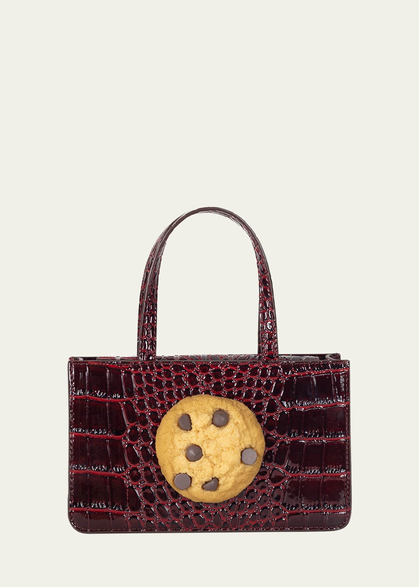 PUPPETS AND PUPPETS Small Cookie CrocEmbossed TopHandle Bag