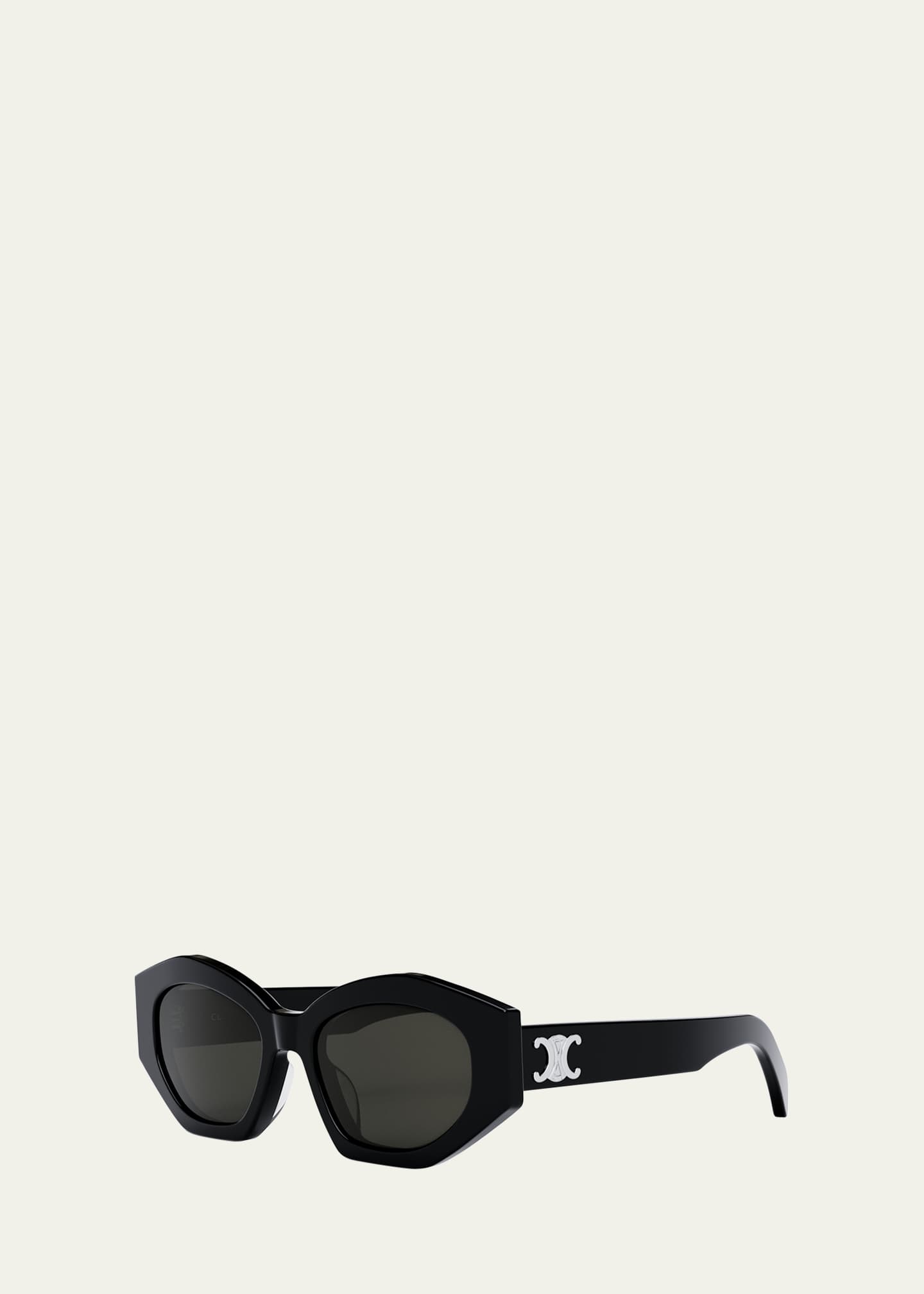 Celine Men's Triomphe Acetate and Nylon Oval Sunglasses Image 2 of 3