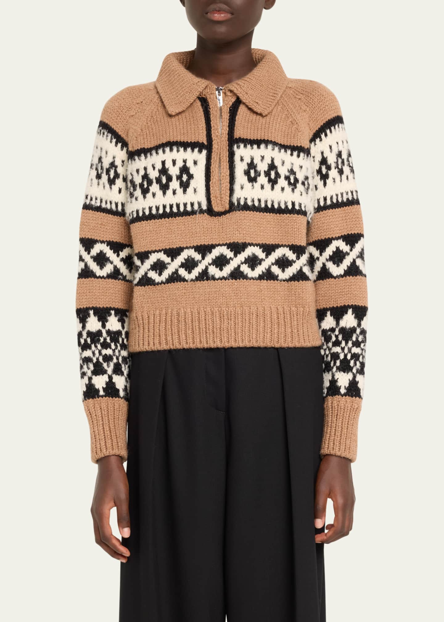 A.L.C. Carter Fair Isle Quarter Zip Sweater