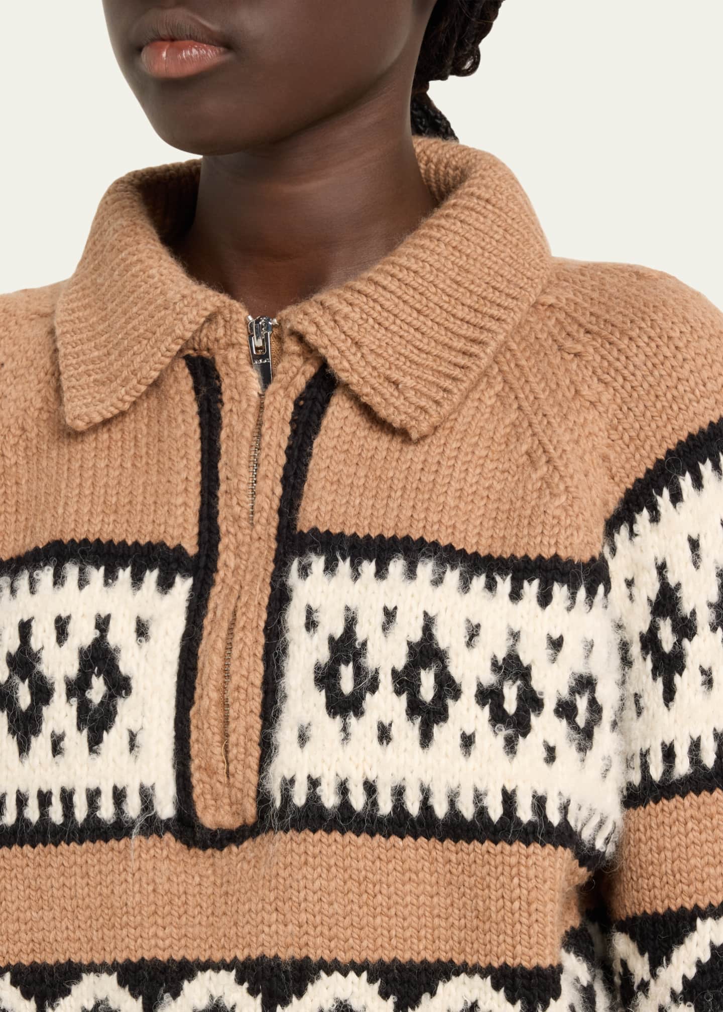 A.L.C. Carter Fair Isle Quarter Zip Sweater